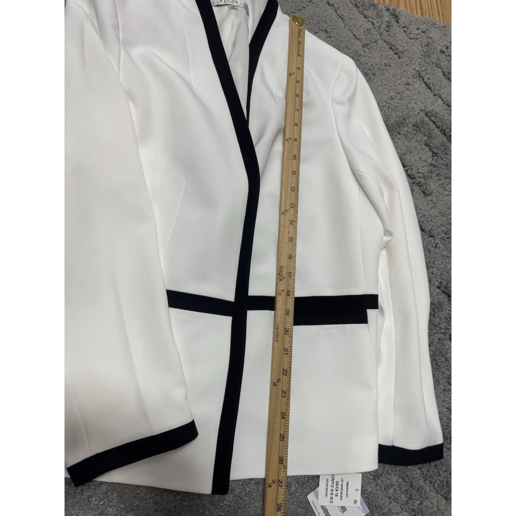 Kasper Women’s Size 18 White Black Trim 2 Pc Skirt Suit Career Office Formal New