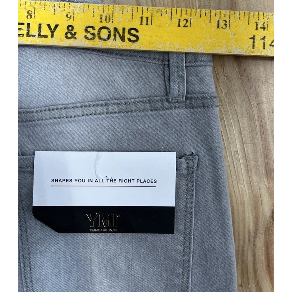 YMI Jeans Gray Light Wash Mid-Rise Skinny Stretch Denim Jeans Womens 5/27 NWT