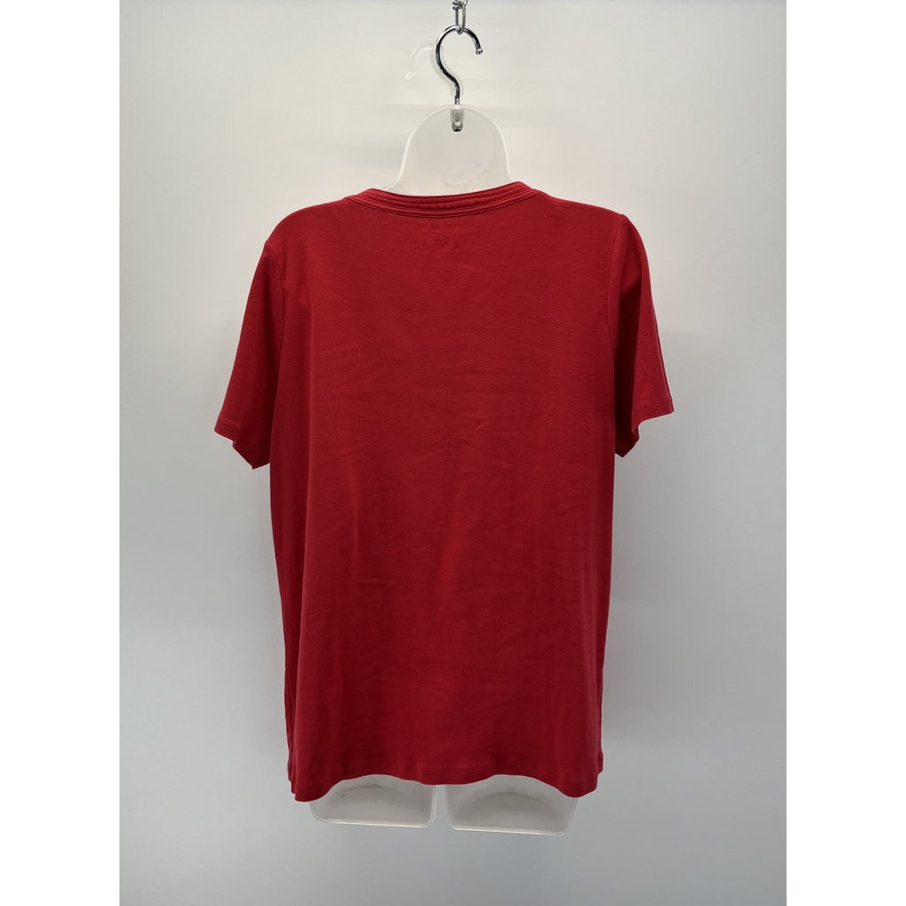 Talbots Red Short Sleeve Blouse Gold Hook Red Plus 1X