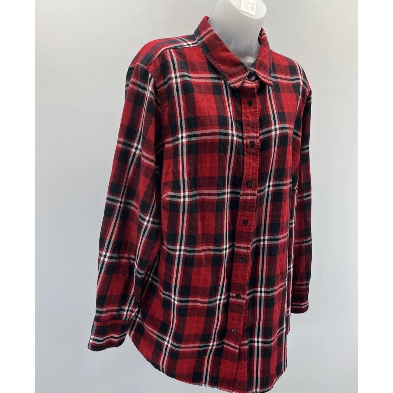 Lauren Ralph Lauren Shirt Womens 2X Red Plaid Flannel Button Up Outdoor Hiking
