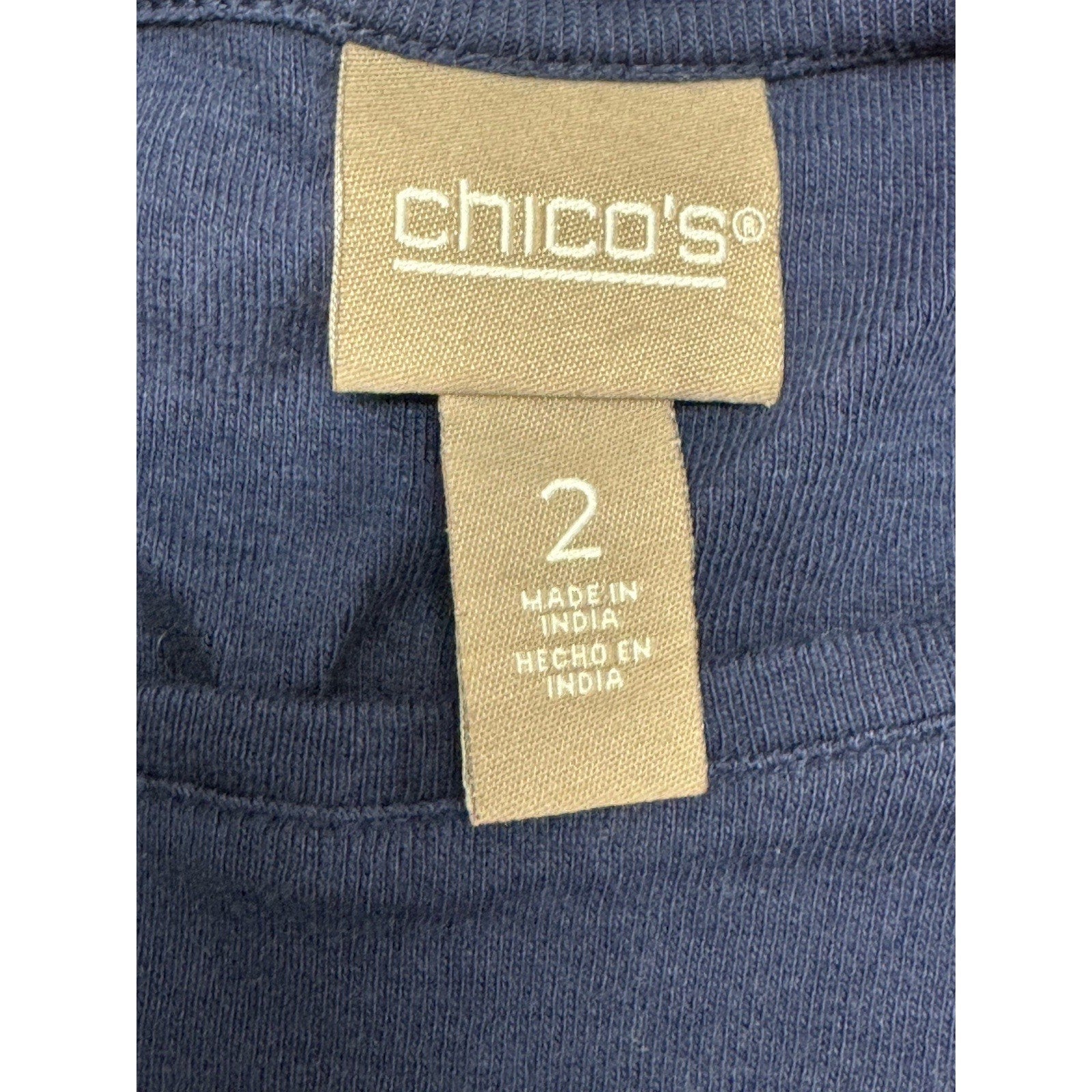 Chico's Navy Blue Rayon/Polyester Knit Light Weight Pullover Women’s Large 2