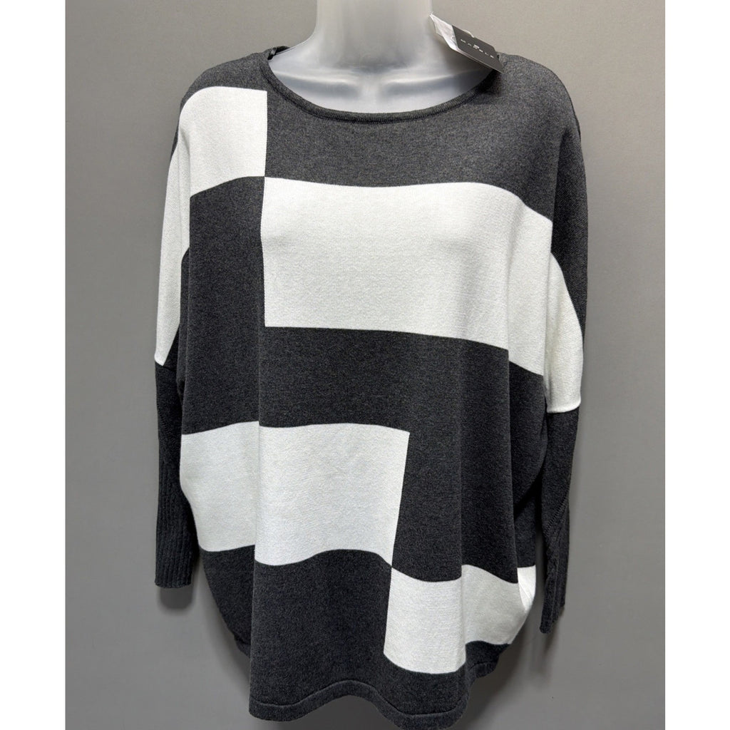 Marble Scotland Colorblock Luxury Cotton Knit Oversized Sweater Womens S NWT