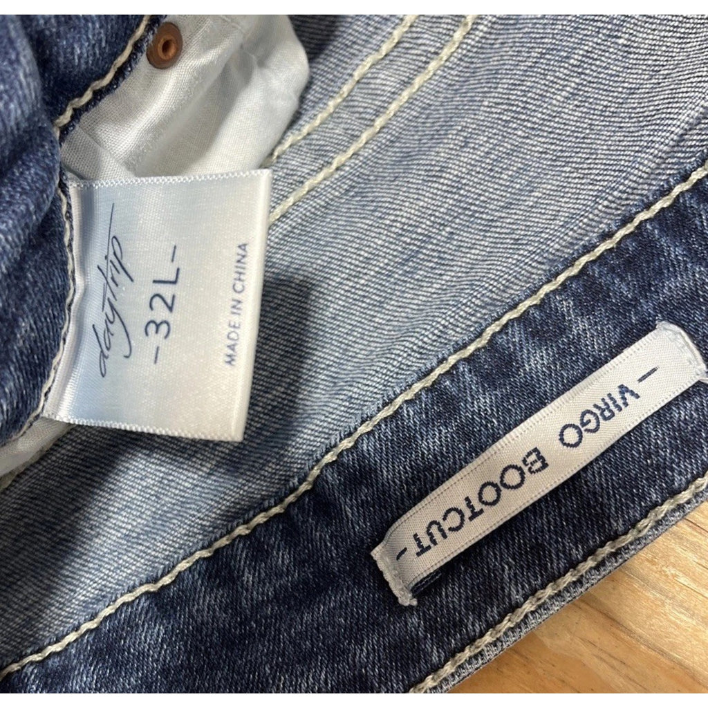 Daytrip Virgo Bootcut Jeans Womens 32 L Thick Stitch Flap Pocket Blue Denim
