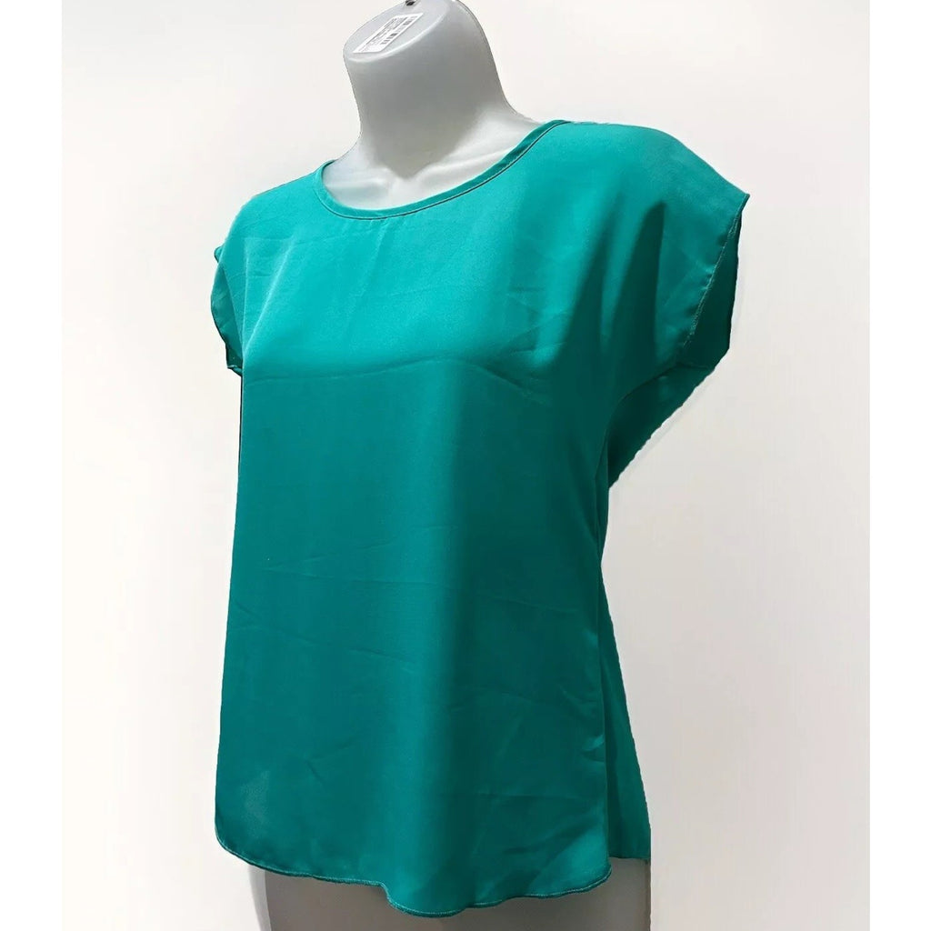 VTG Rue 21 Teal Green Shell Blouse Women's Size X-Small Suit Classic Made in USA