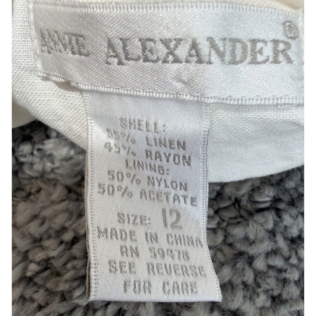 Women’s Annie Alexander Vintage Linen Blend White Lined Coat SZ 12