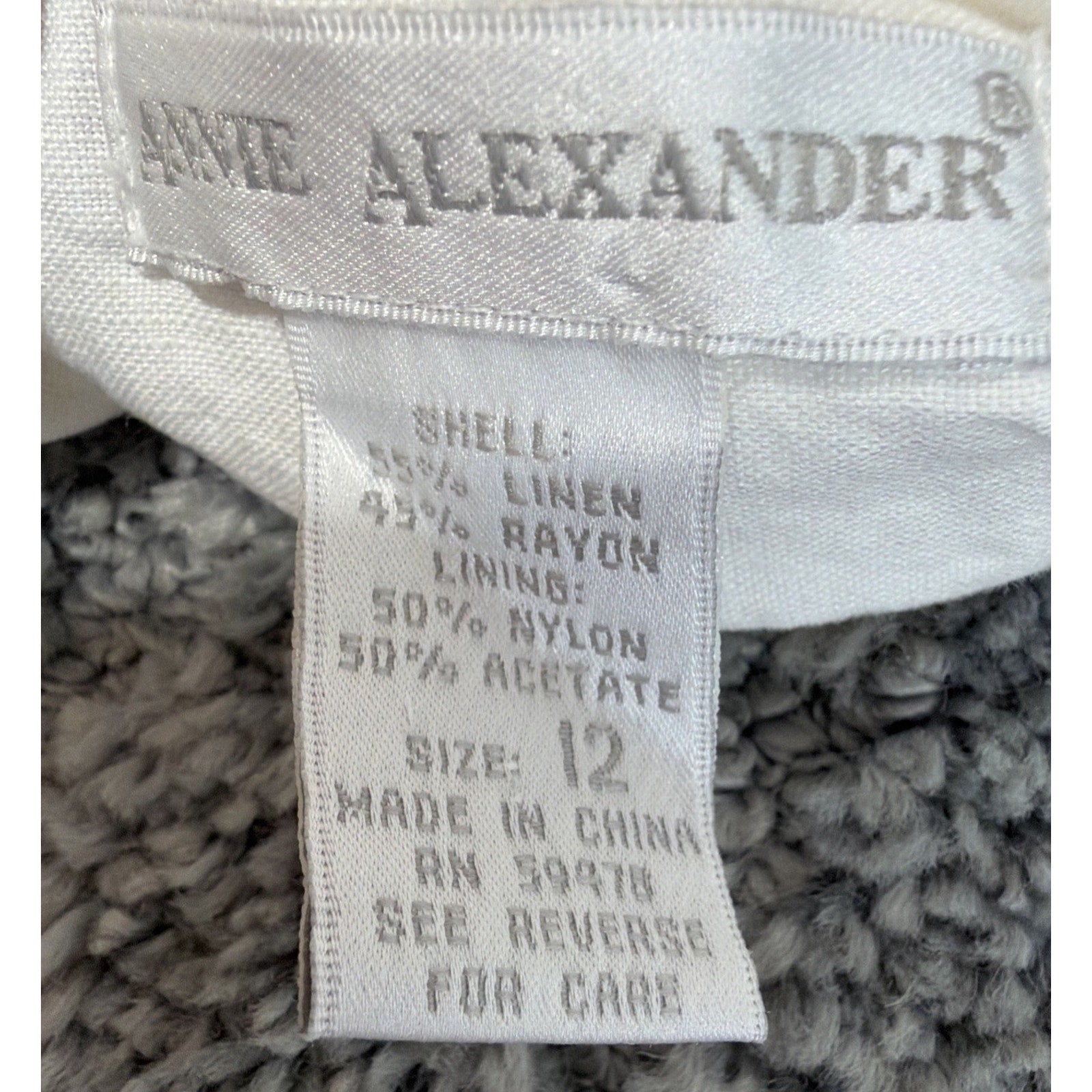Women’s Annie Alexander Vintage Linen Blend White Lined Coat SZ 12