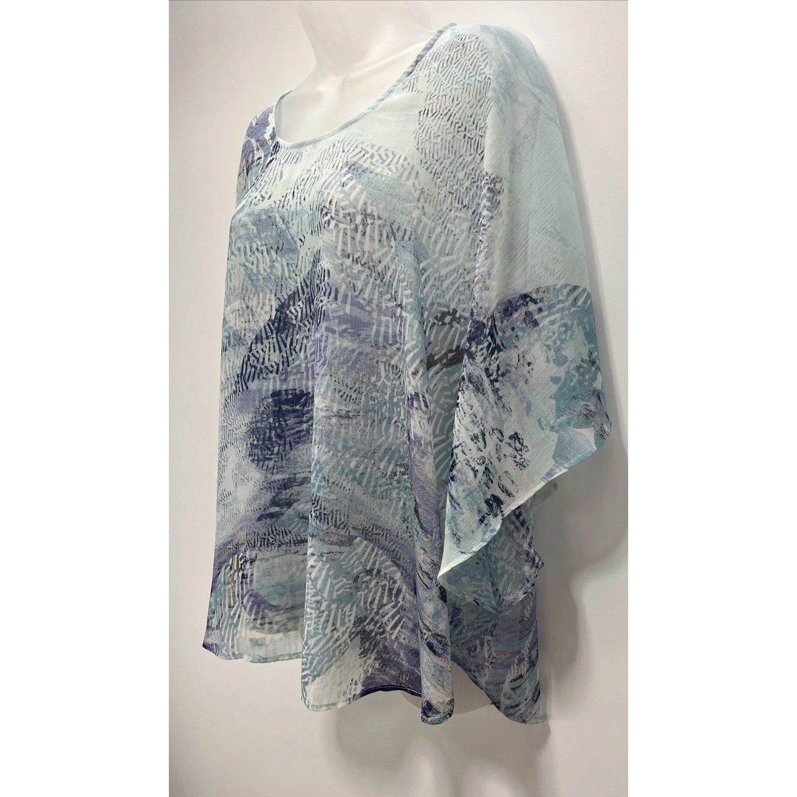 Chico’s Harmony Poncho Multicolor Abstract Print Semi Sheer NWT S/M