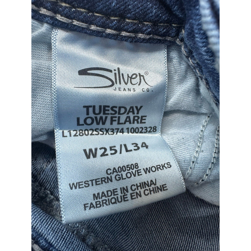 Silver Jeans Womens 25x29 Blue Denim Tuesday Slim Bootcut Western Stretch Alter