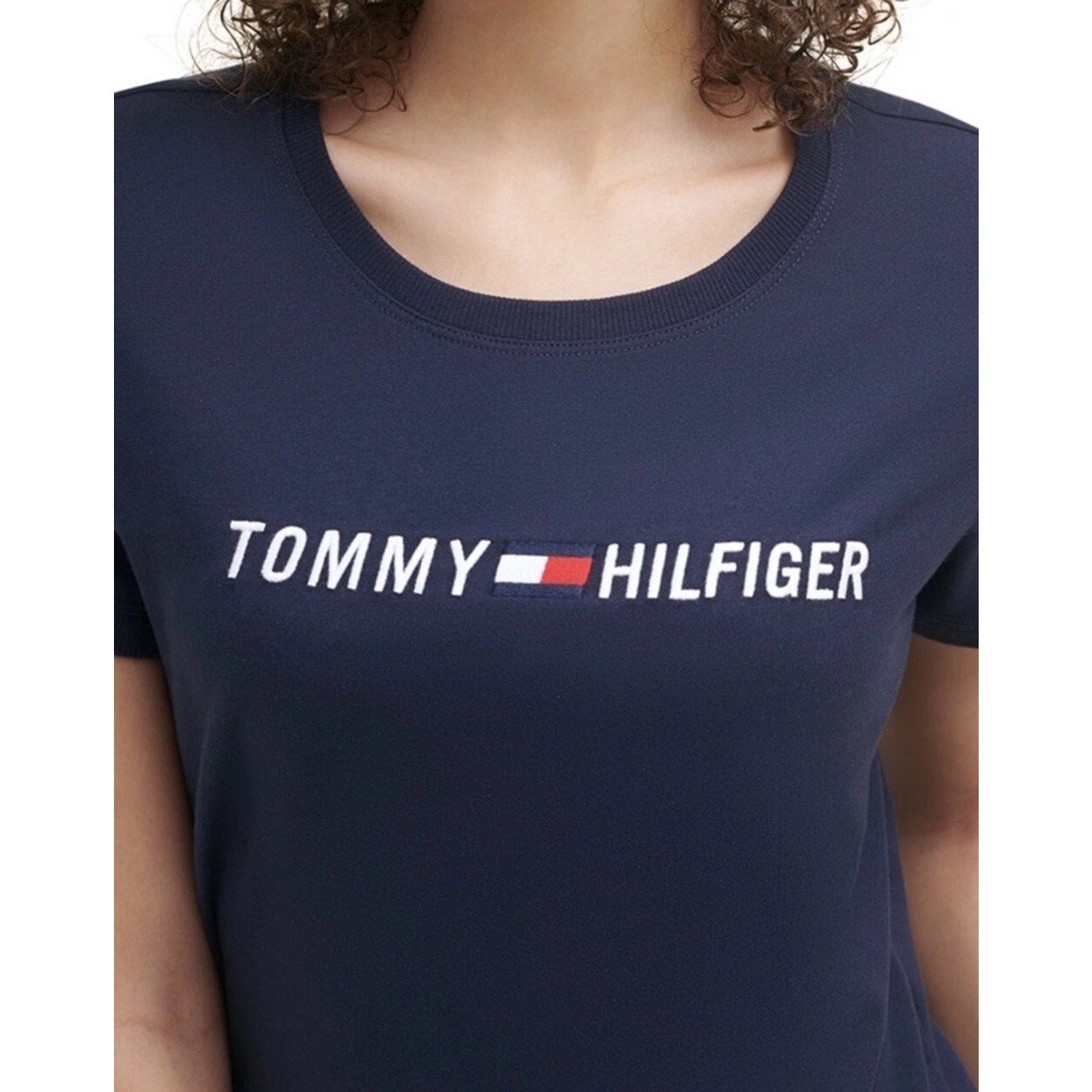 Tommy Hilfiger Sport Women's Embroidered Logo Crewneck T-Shirt Navy M NWT
