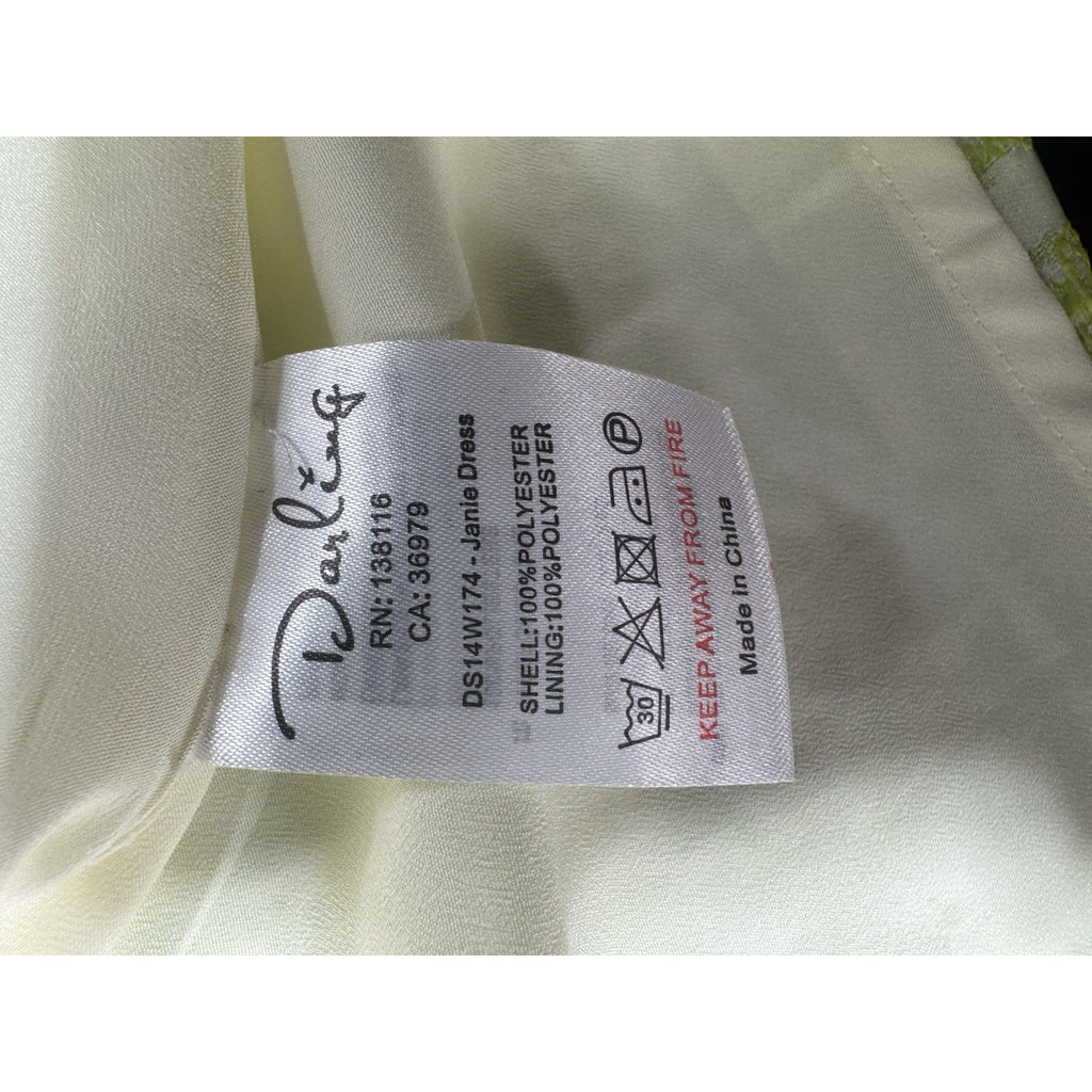 Patricia Delicato Lime Green White Jacquard Fit & Flare Dress Womens Large