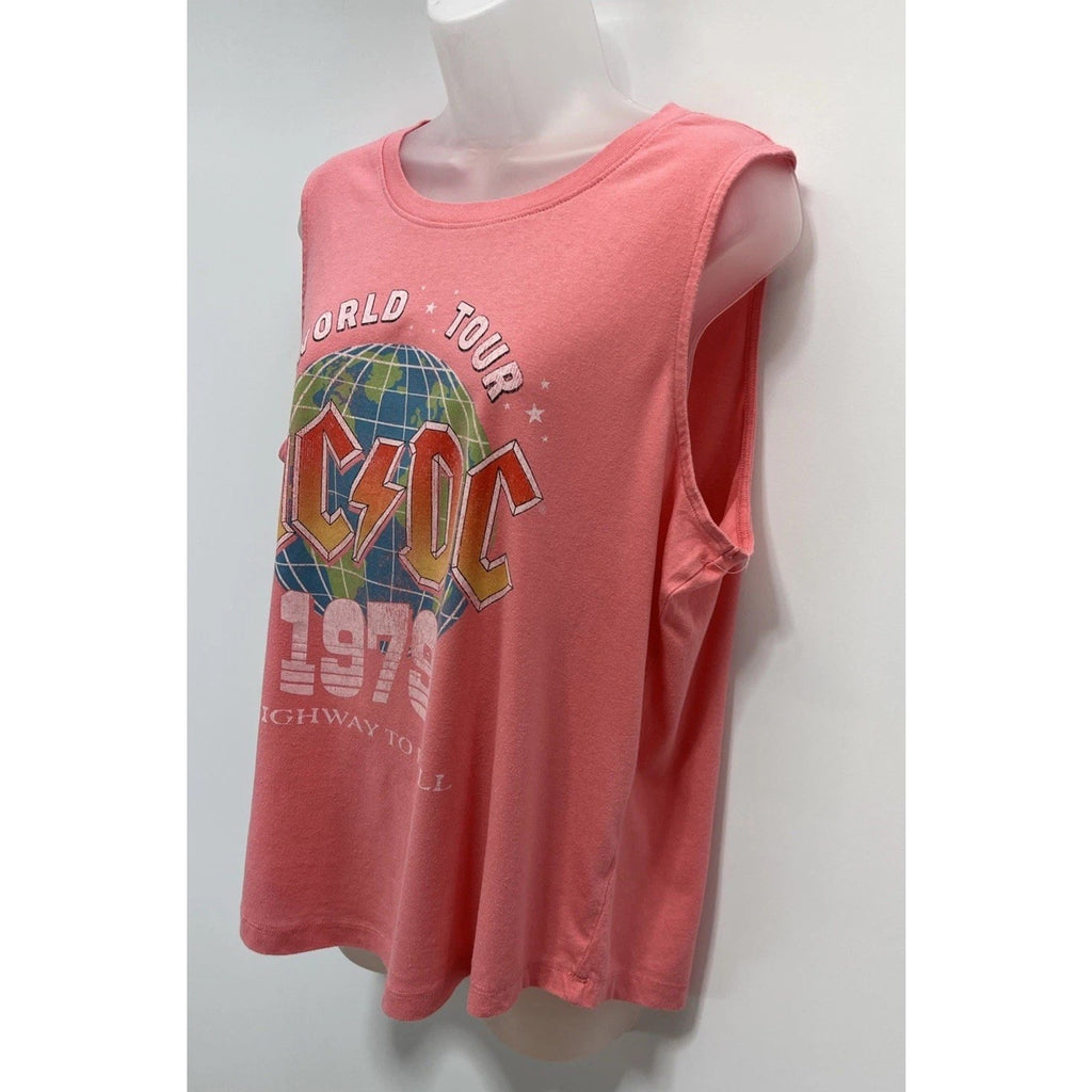 ACDC Tank Singlet size L Pink Sleeveless Rock Band Shirt