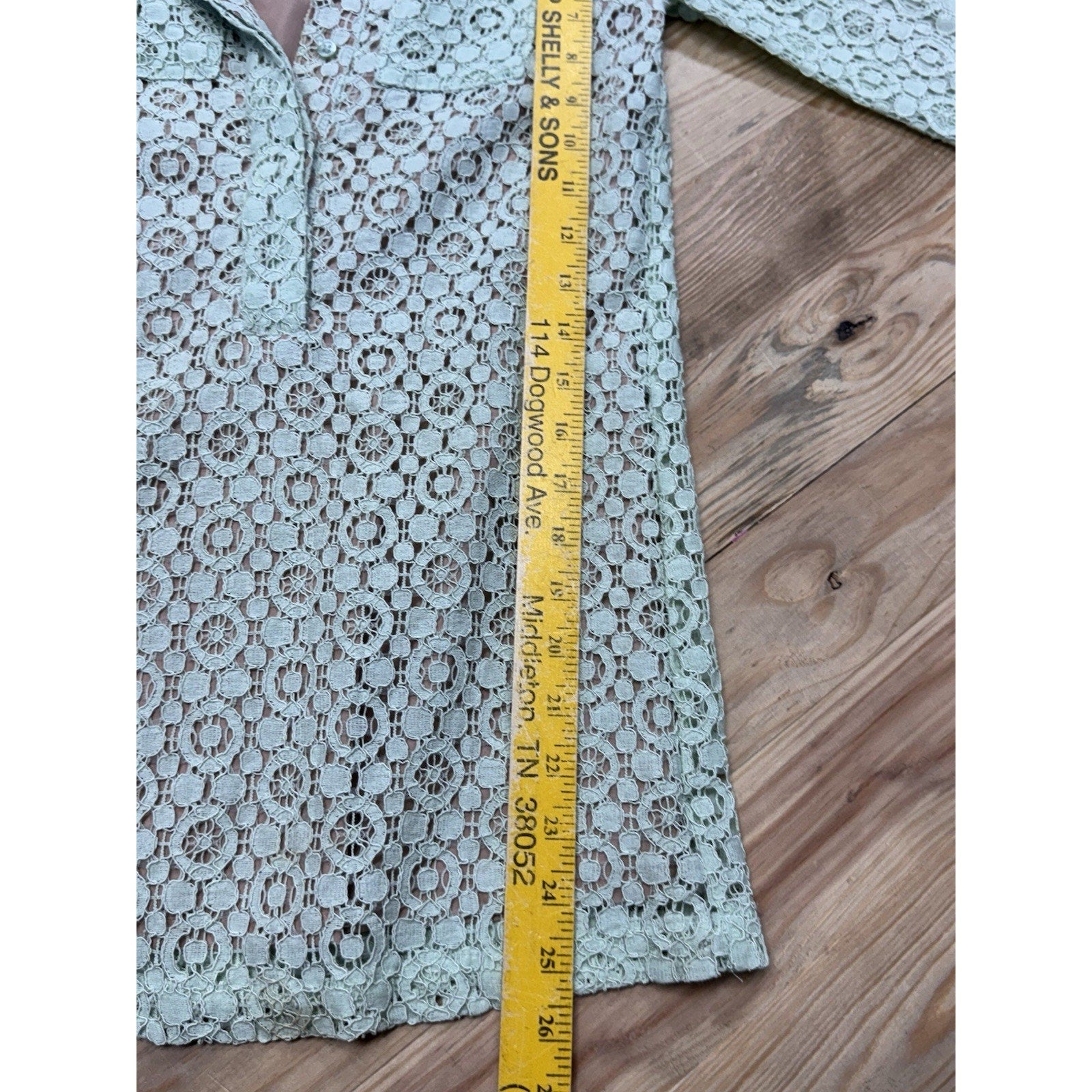 Victoria Beckham Mint Lace Girls Lined Green Dress Long Sleeve Size Small