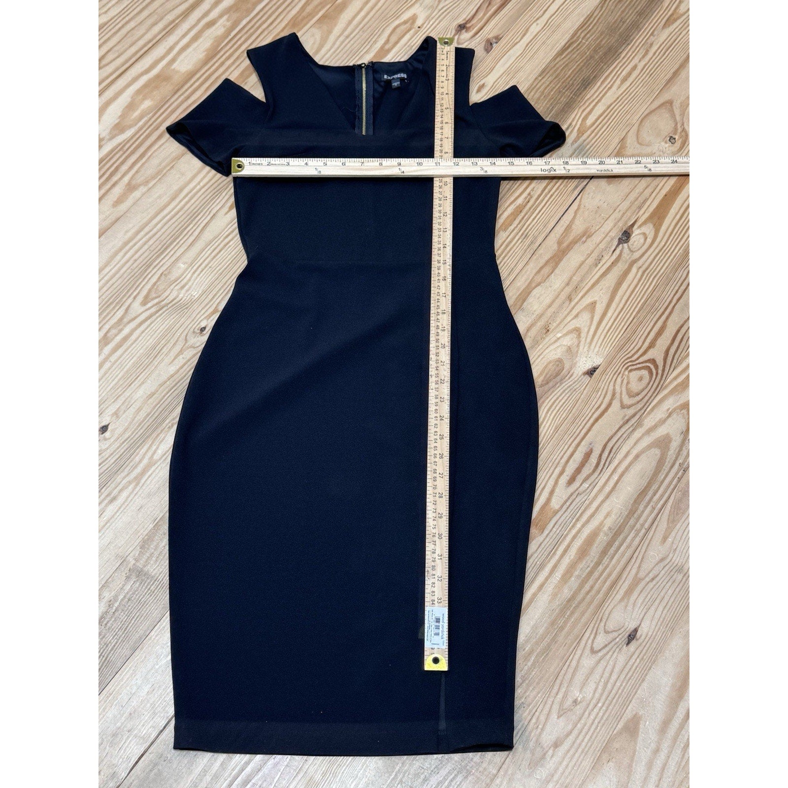 Express Black Lined Short Dress Zip Back Cut Out Cold Shoulder Size 4