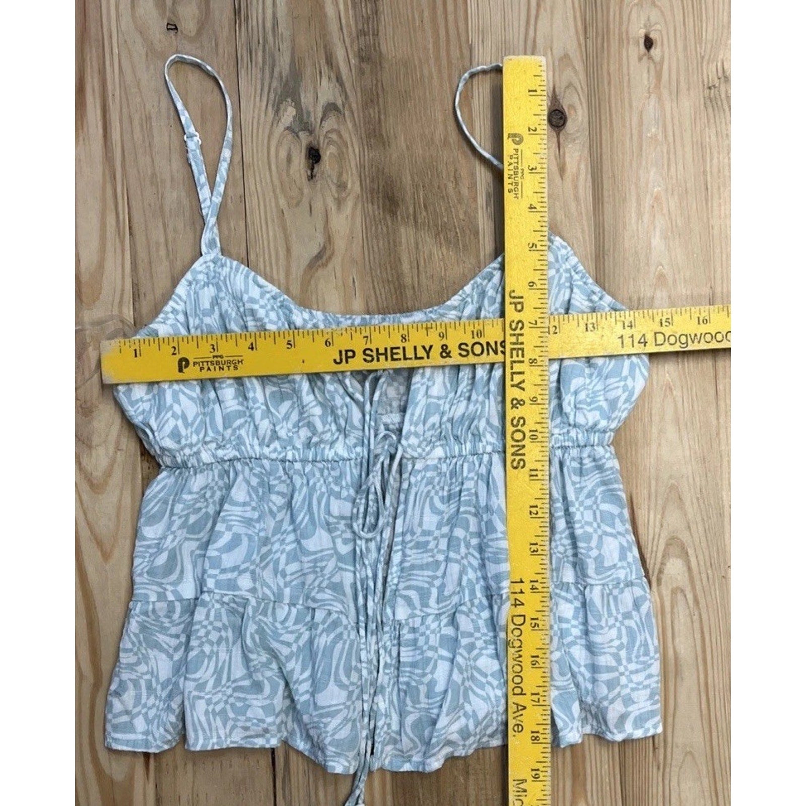 American Eagle Blue And White Smocked Tie Front Camisole Size Small