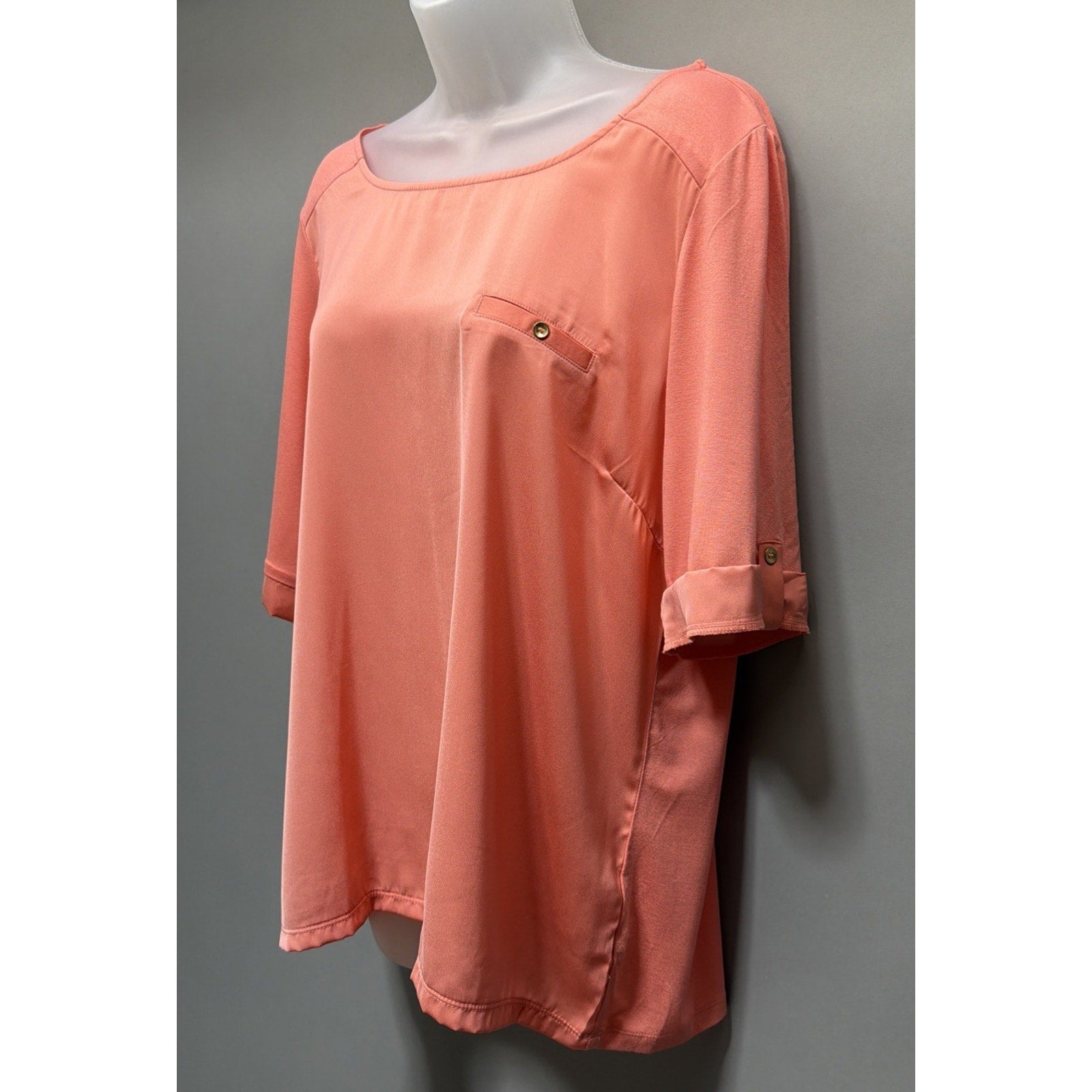 THE LIMITED Womens Tops XL Blouse Peach Boxy Short Sleeve NWT Stretch