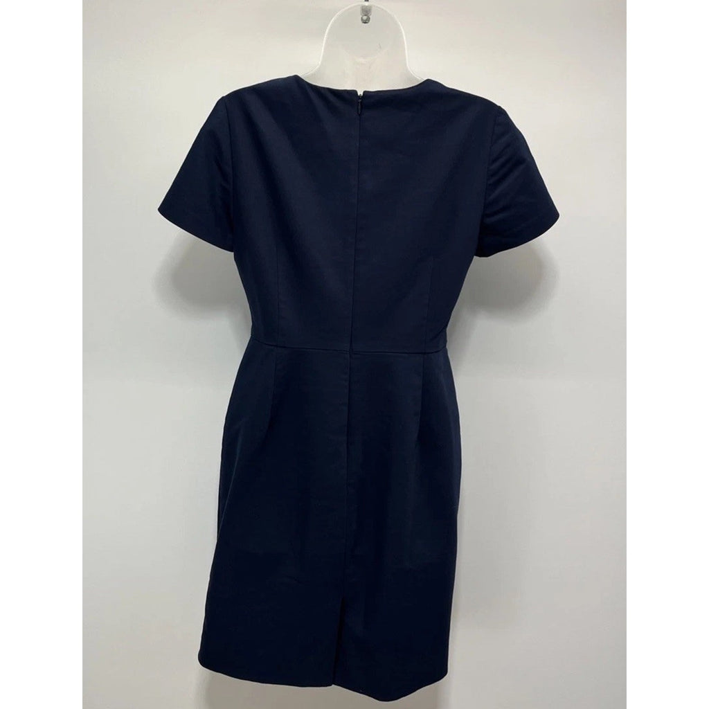 J. Crew Navy V Neck Cap Sleeve Dress Sheath Size 4