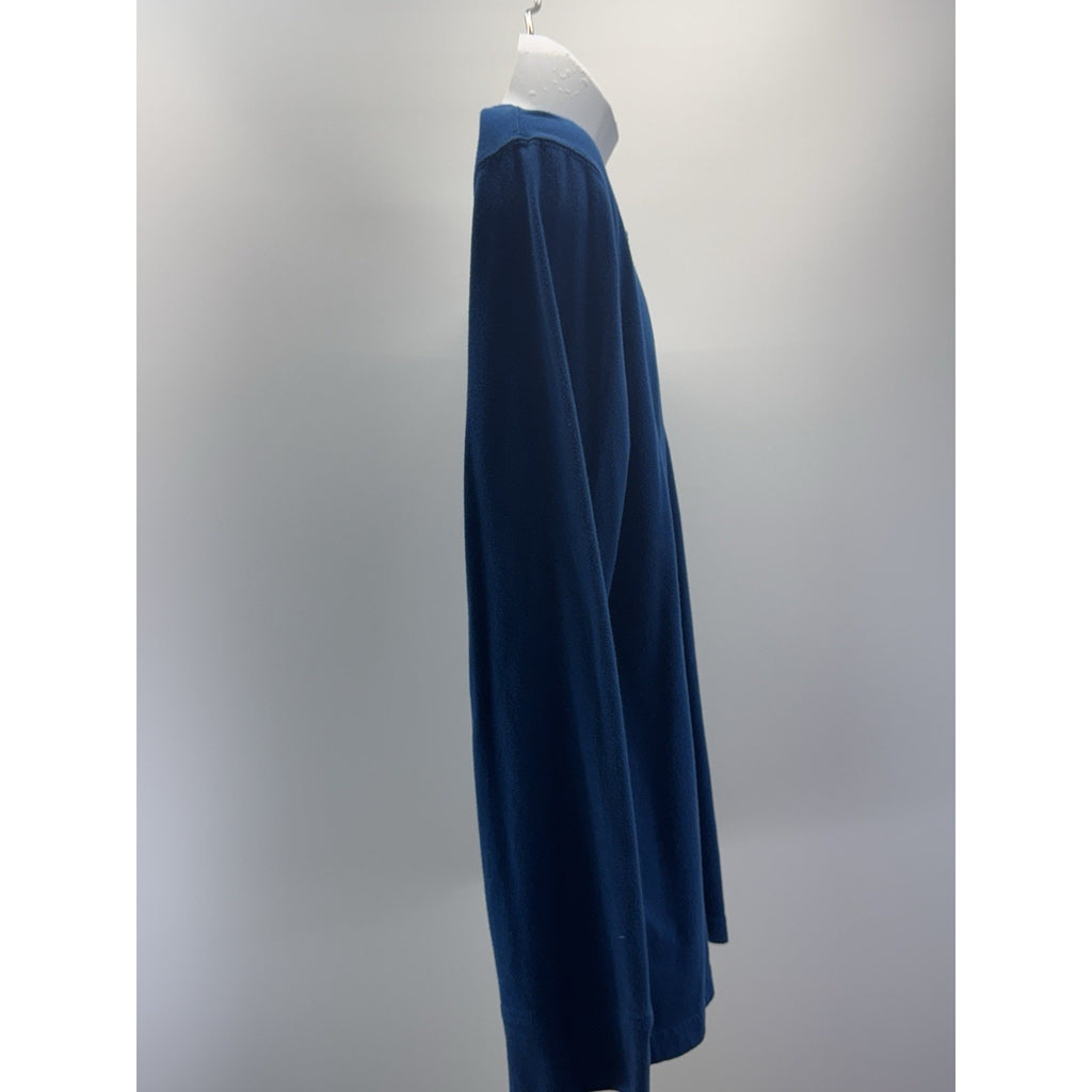 CROFT & BARROW MENS EASY CARE TEAL BLUE LONG SLEEVE COTTON BLEND HENLEY SIZE M