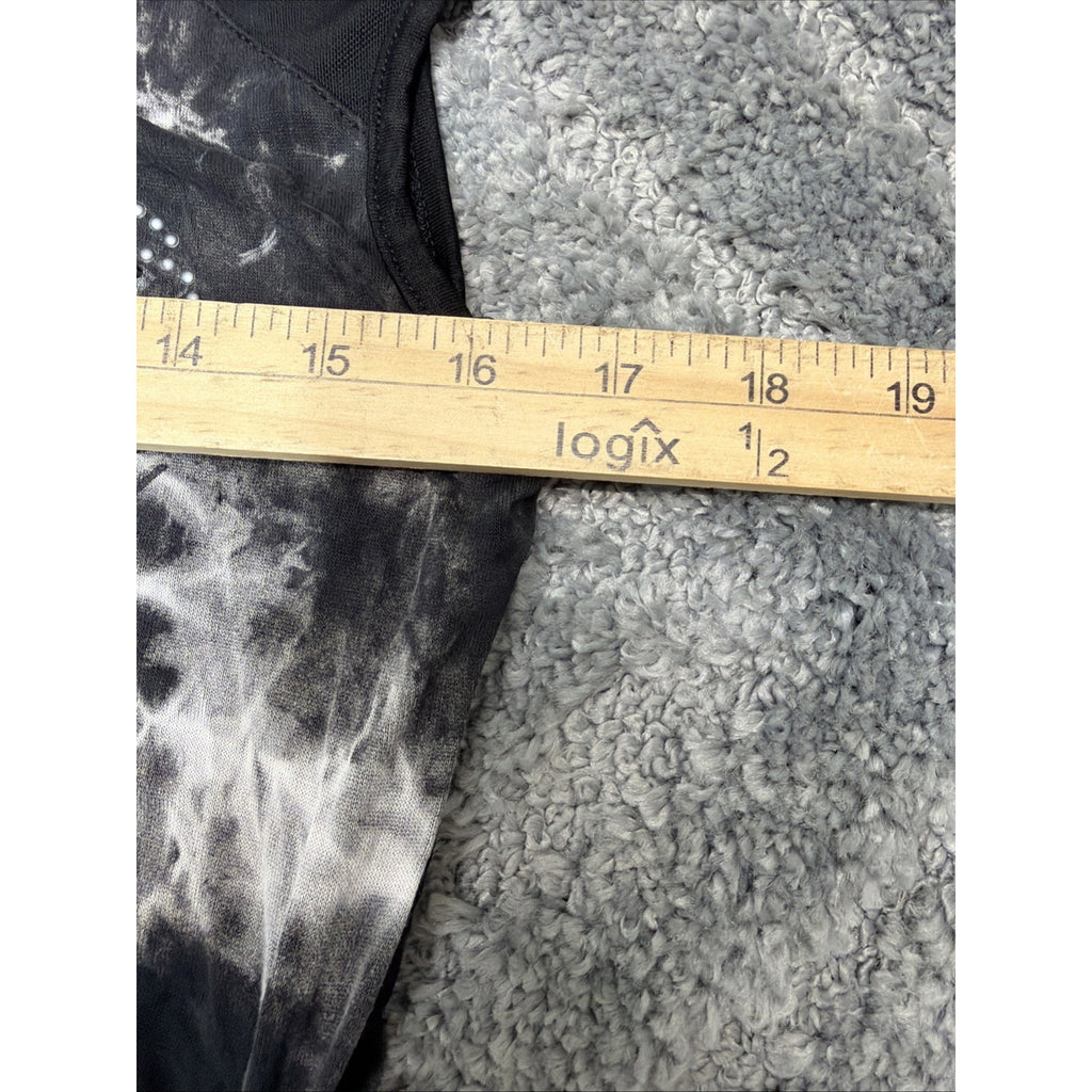 Harley Davidson Black Women Medium Shirt Blouse Rhinestones Black Flaw