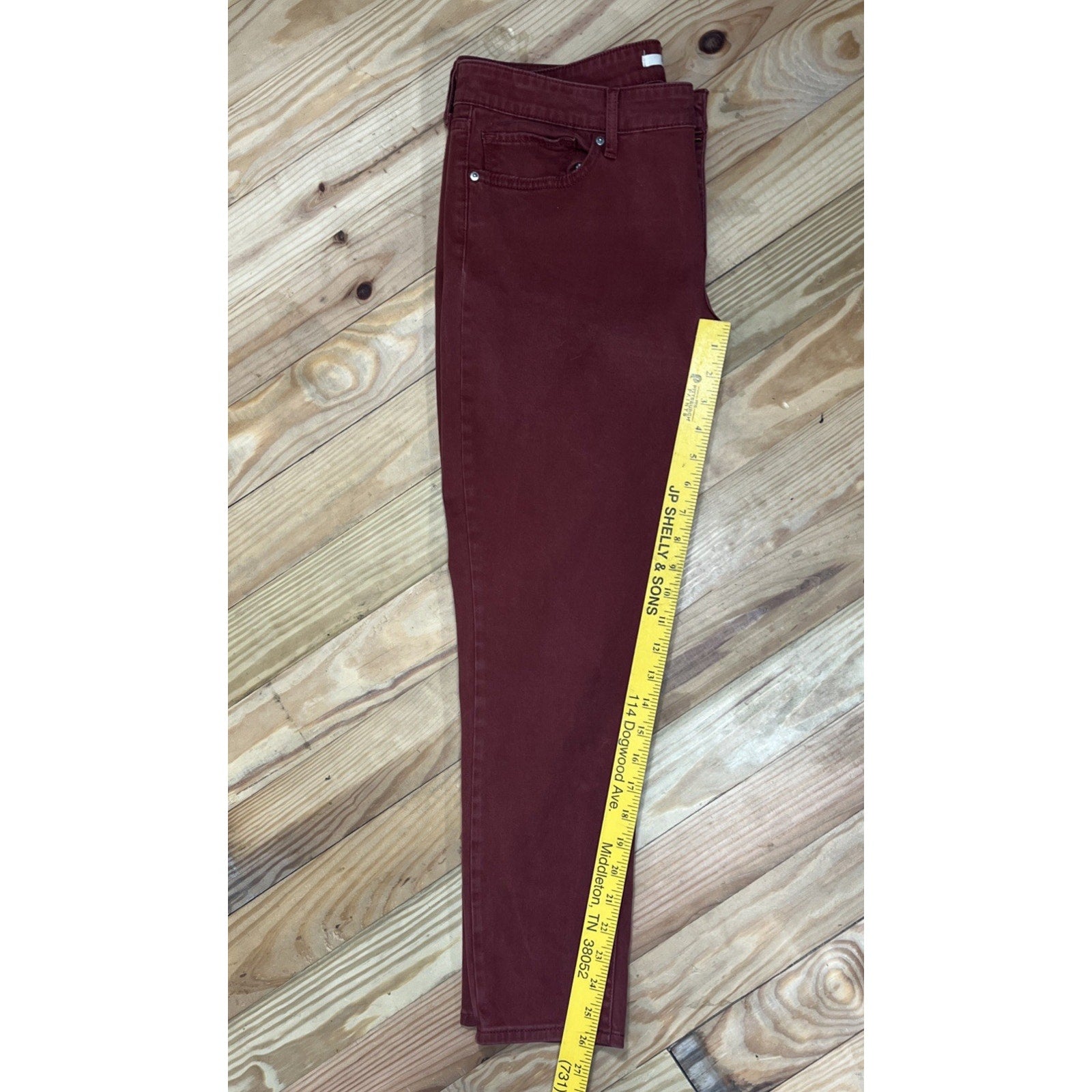 Levis Women Plus Size 32 Maroon Red 711 Skinny Jeans Ankle Stretch White Tab