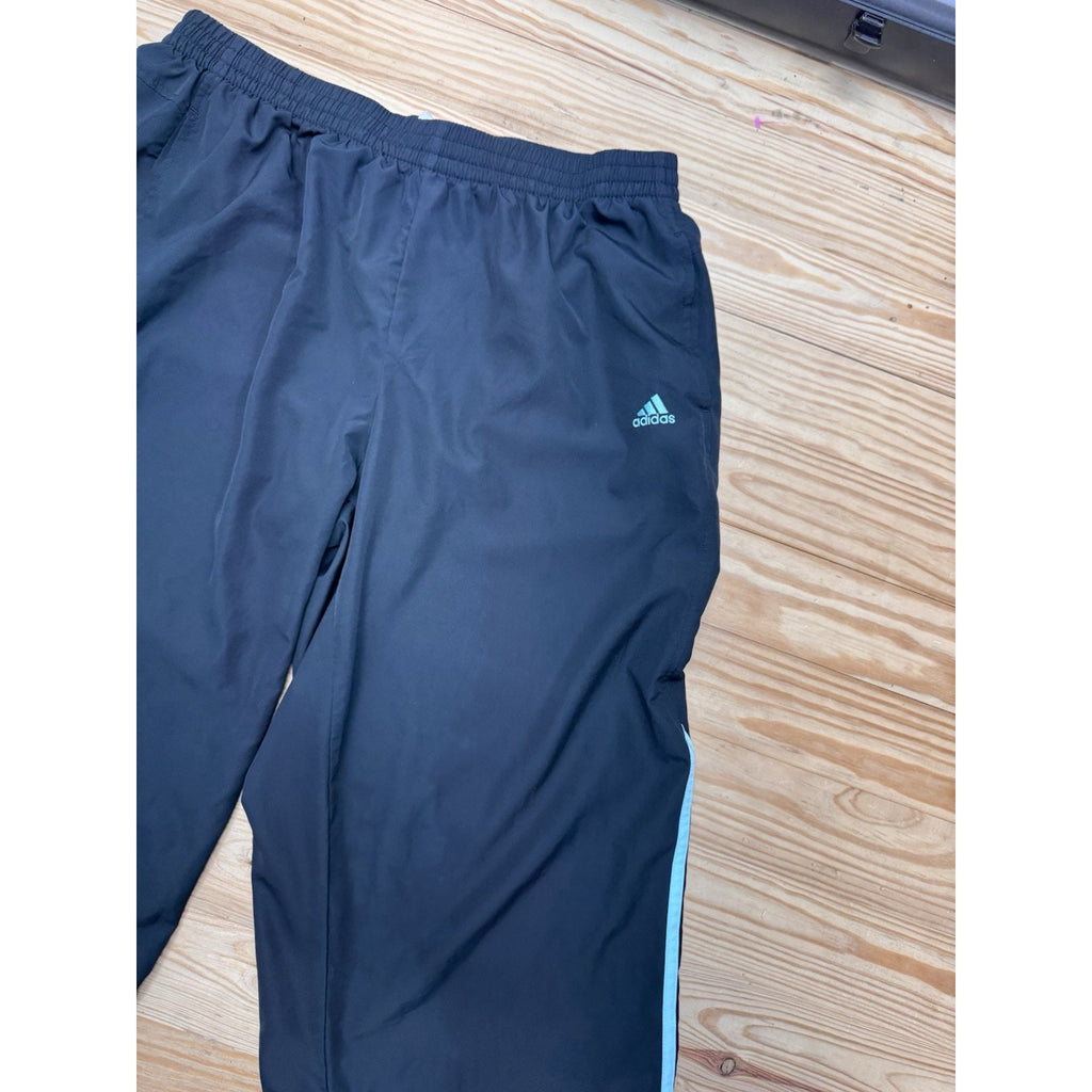 Adidas Y2K Baggy Track Pants Black Blue Striped Soccer Casual Men’s Size XL