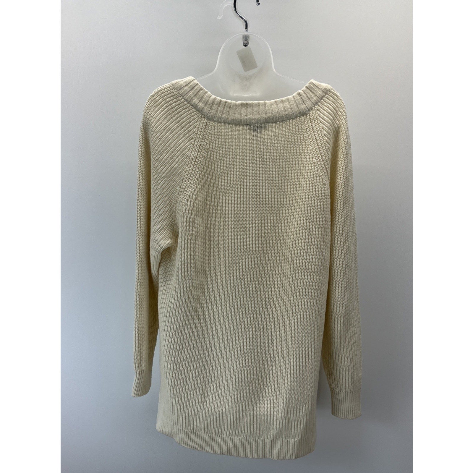 Express Sweater Womens Beige Pullover V-Neck Dolman Sleeves Hi-Low Knit Size S