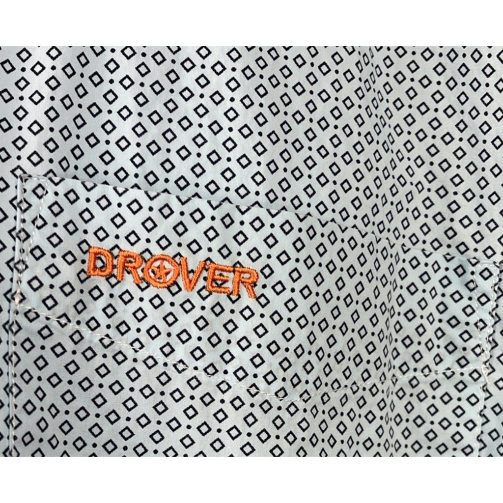 Mens Drover Cowboy Threads Size Medium Blue White Checkered Long Sleeve Button