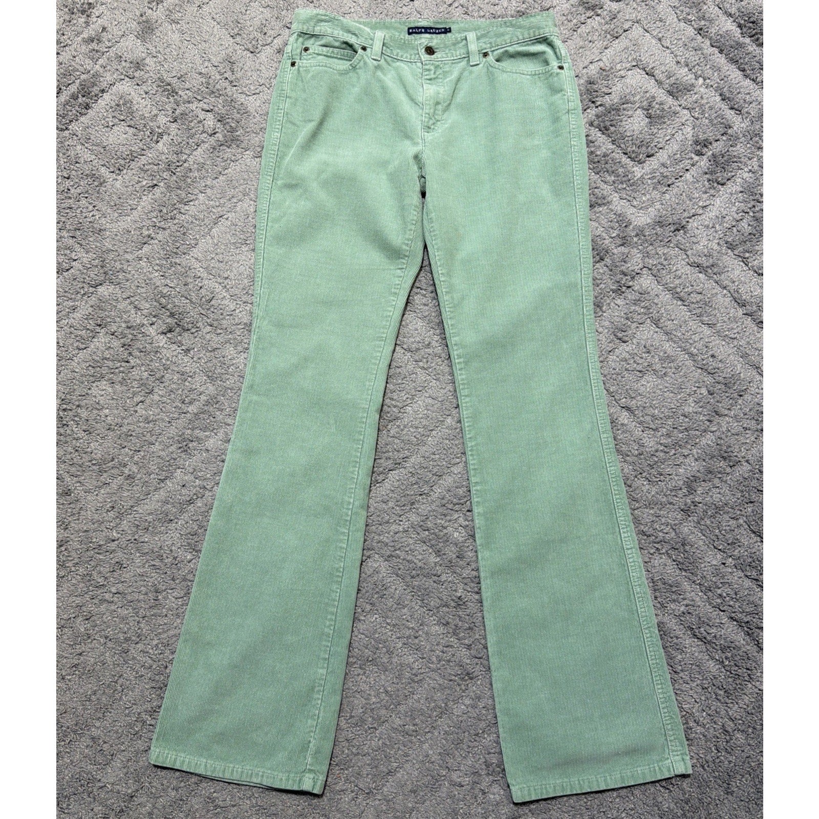 Vintage Polo Jeans Co Ralph Lauren Corduroy Flare Pants Green Size 6 32x34