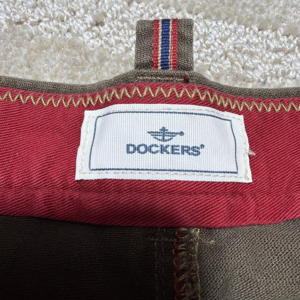 Dockers Premium Relaxed Fit Flat Front Brown Canvas Pants Mens Size 42x30