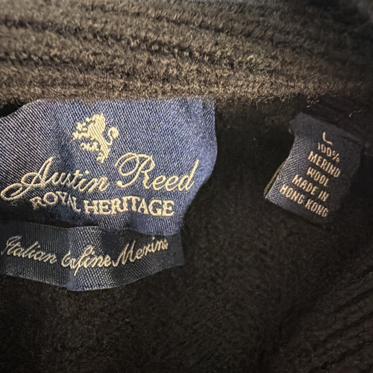 Austin Reed London 100% Merino wool Cardigan Sweater Womens Large Black