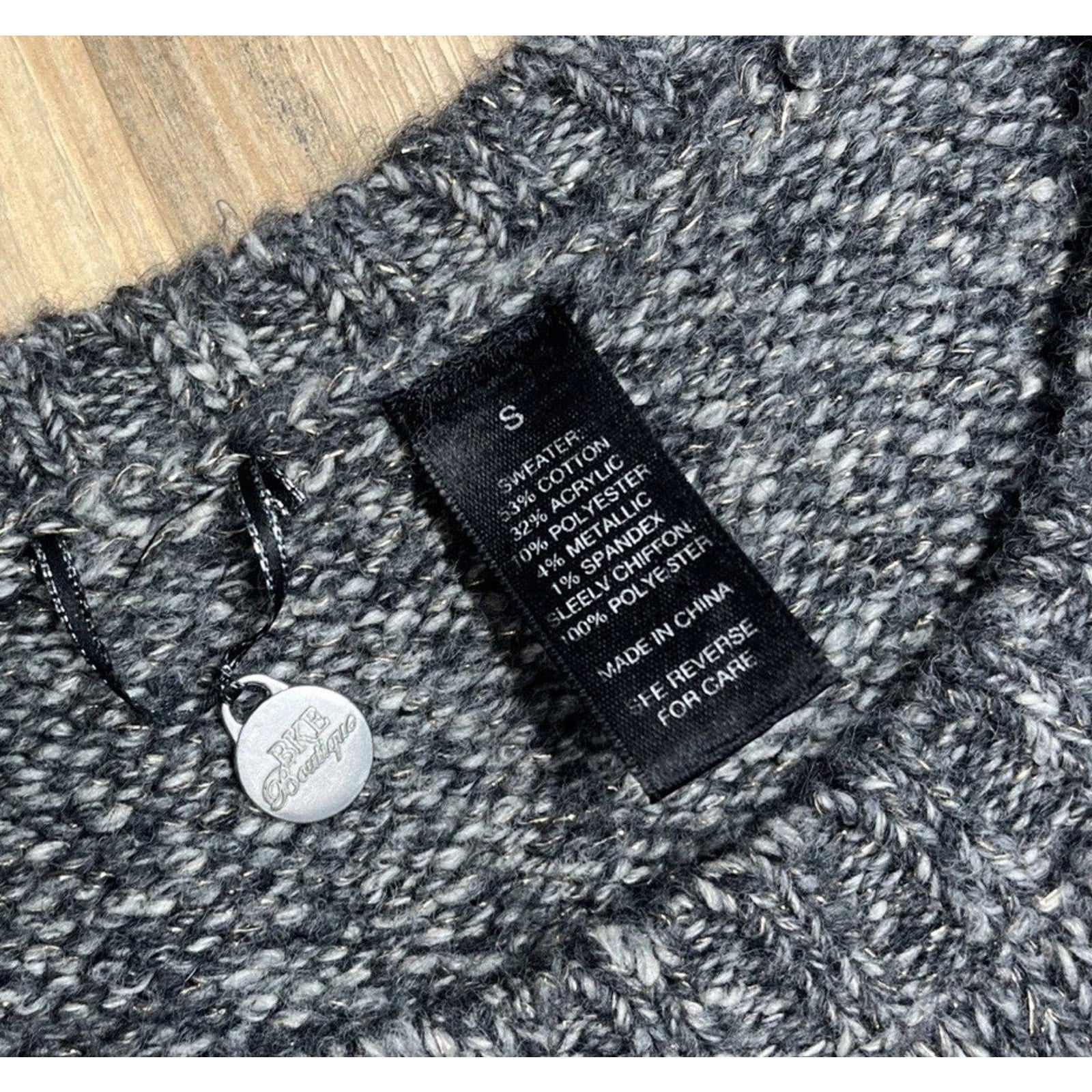 BKE Boutique Marled 3/4 Sleeve Boho Sweater Size S