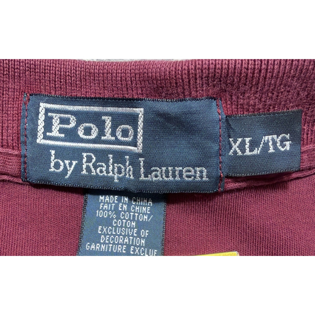 Polo Ralph Lauren Shirt Mens XL Maroon Short Sleeve Two Button Casual Preppy