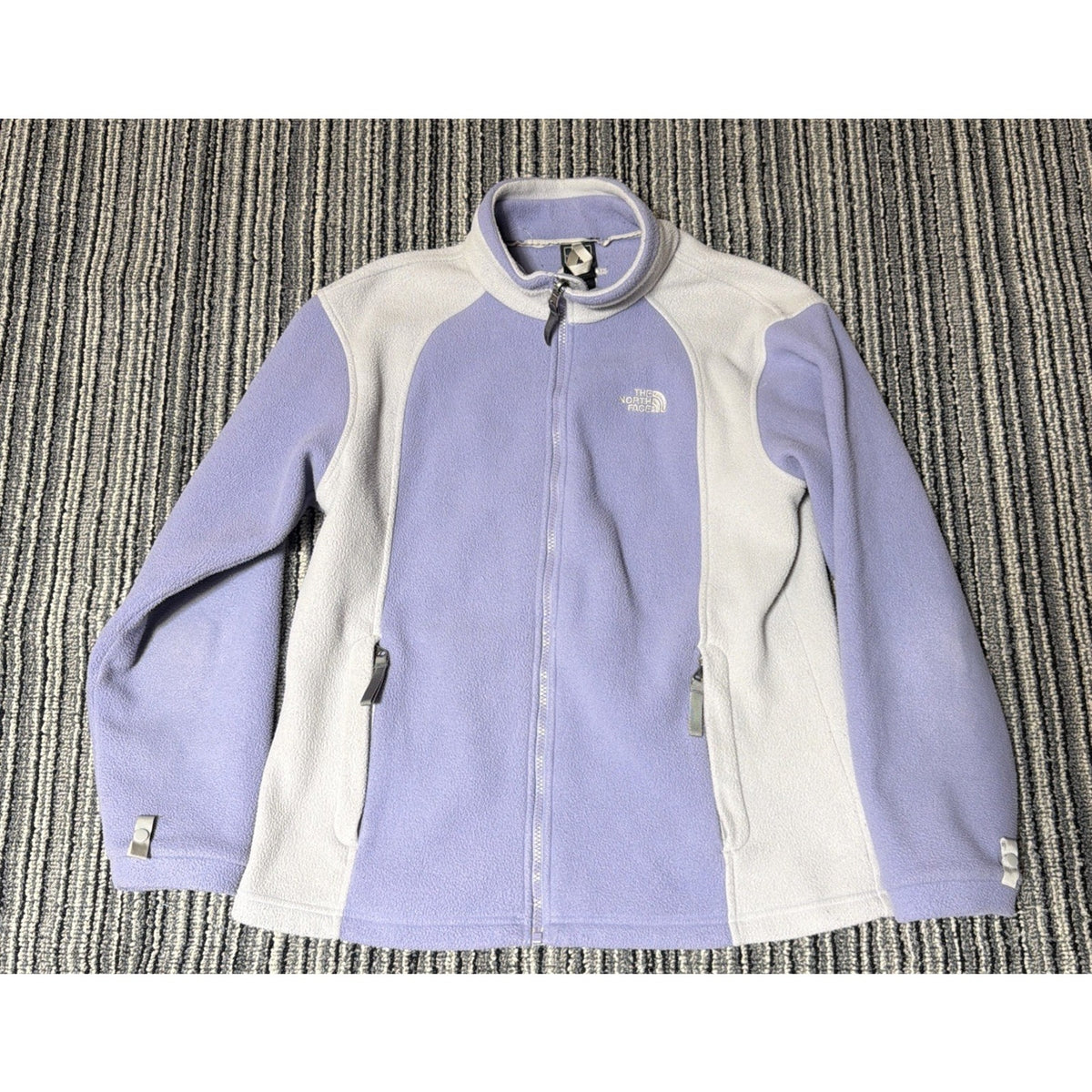 NORTH FACE Girls XL Purple Gray Full Zip Long Sleeve Fleece Jacket