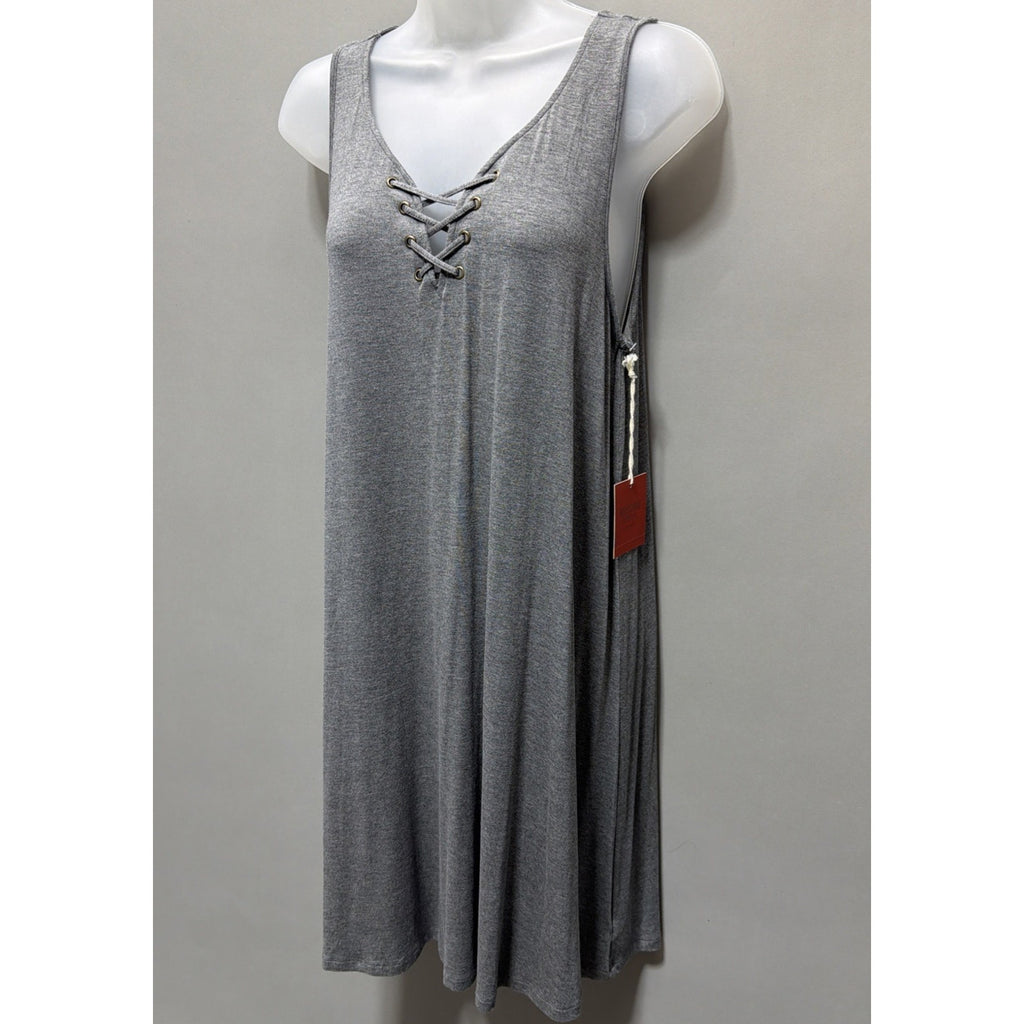 Mossimo Supply Co Gray Lace Up Dress Womens Medium Sleeveless Swing Casual New
