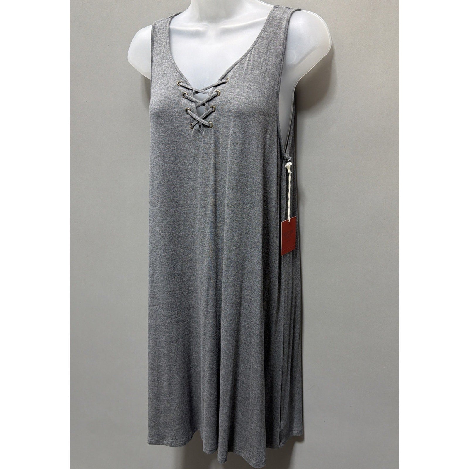 Mossimo Supply Co Gray Lace Up Dress Womens Medium Sleeveless Swing Casual New