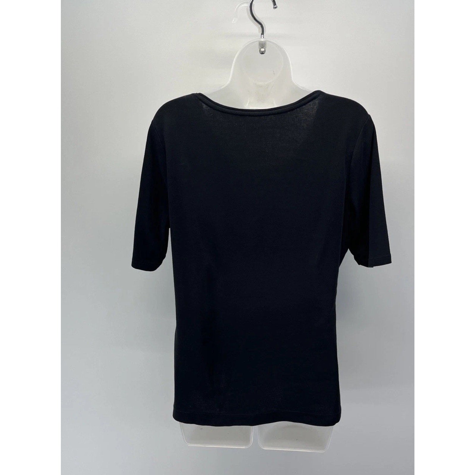 Talbots Shirt Womens Medium Short Sleeve Round Neck Basic Casual Black