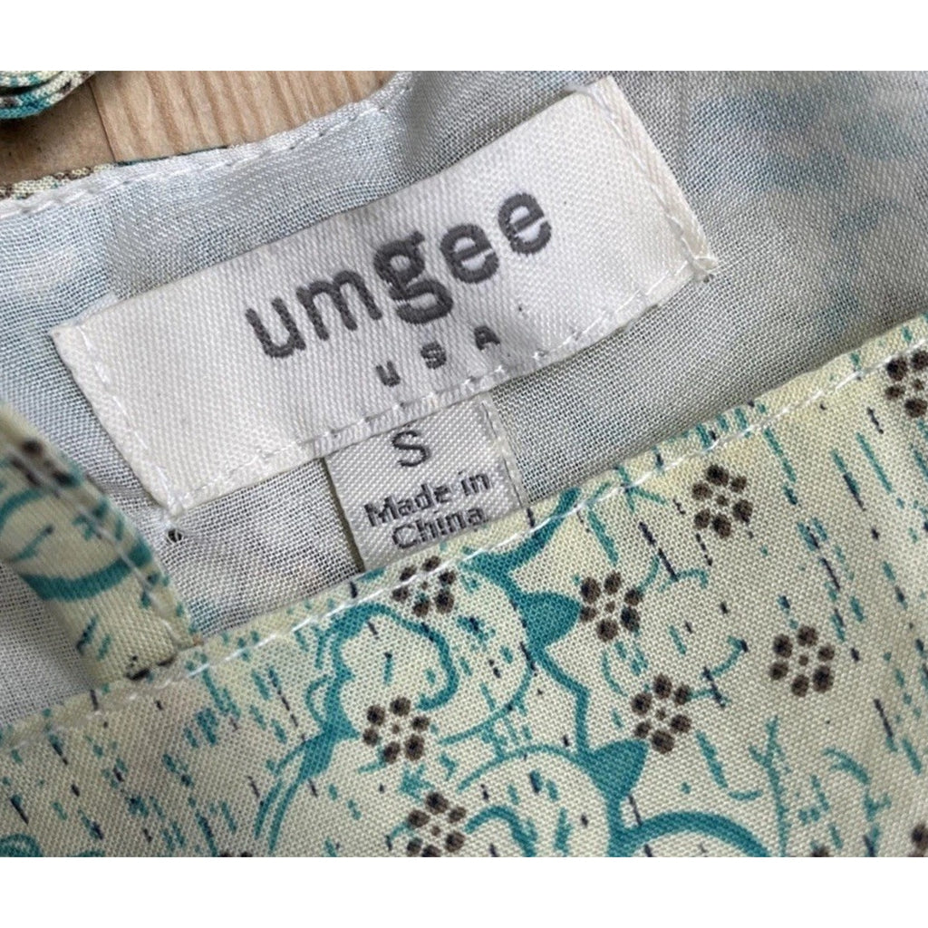 Umgee Women's Bohemian 3/4 Length Sleeve Tie Back Tunic Blouse Size Small