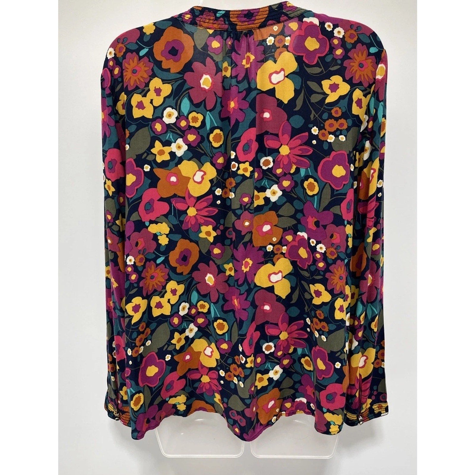 Talbots floral long sleeve Button Front top size L