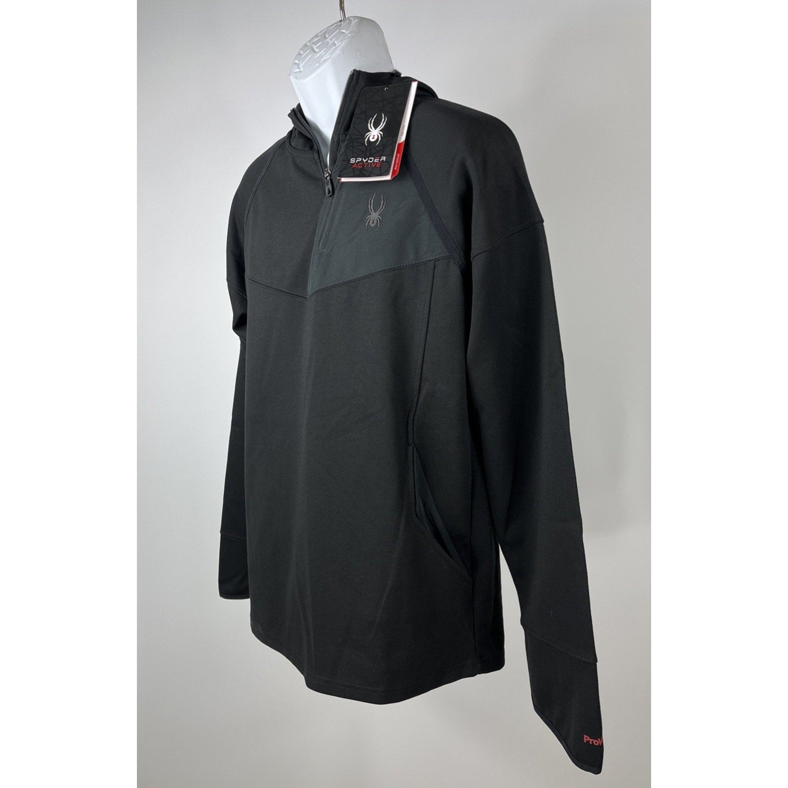 NWT Spyder Active Proweb 1/4 Zip Pullover Hoodie Black Mens Size Large Msrp $110