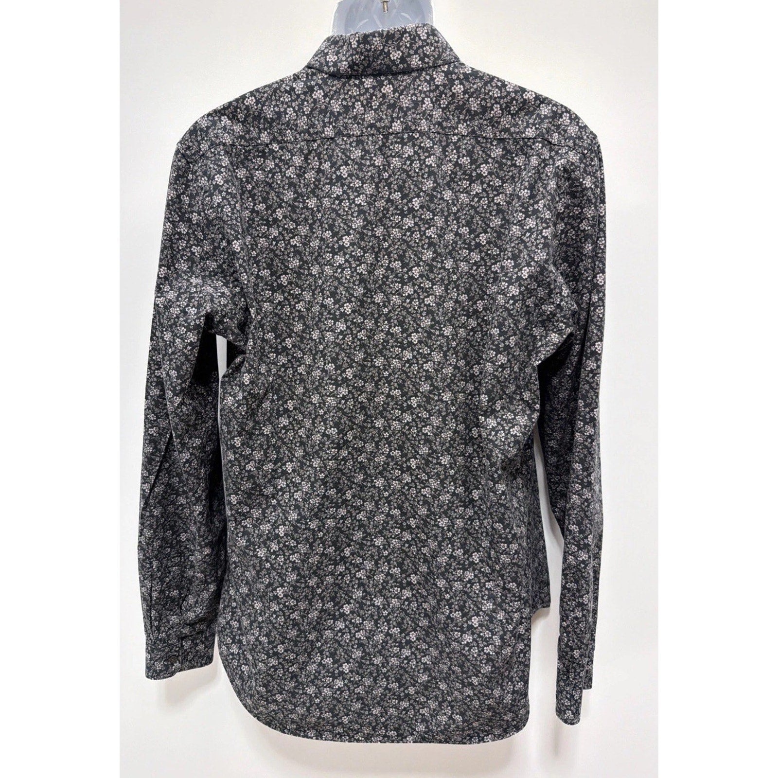 Express Shirt Mens Sz Large Black Fitted Floral Long Sleeve Button Up Casual