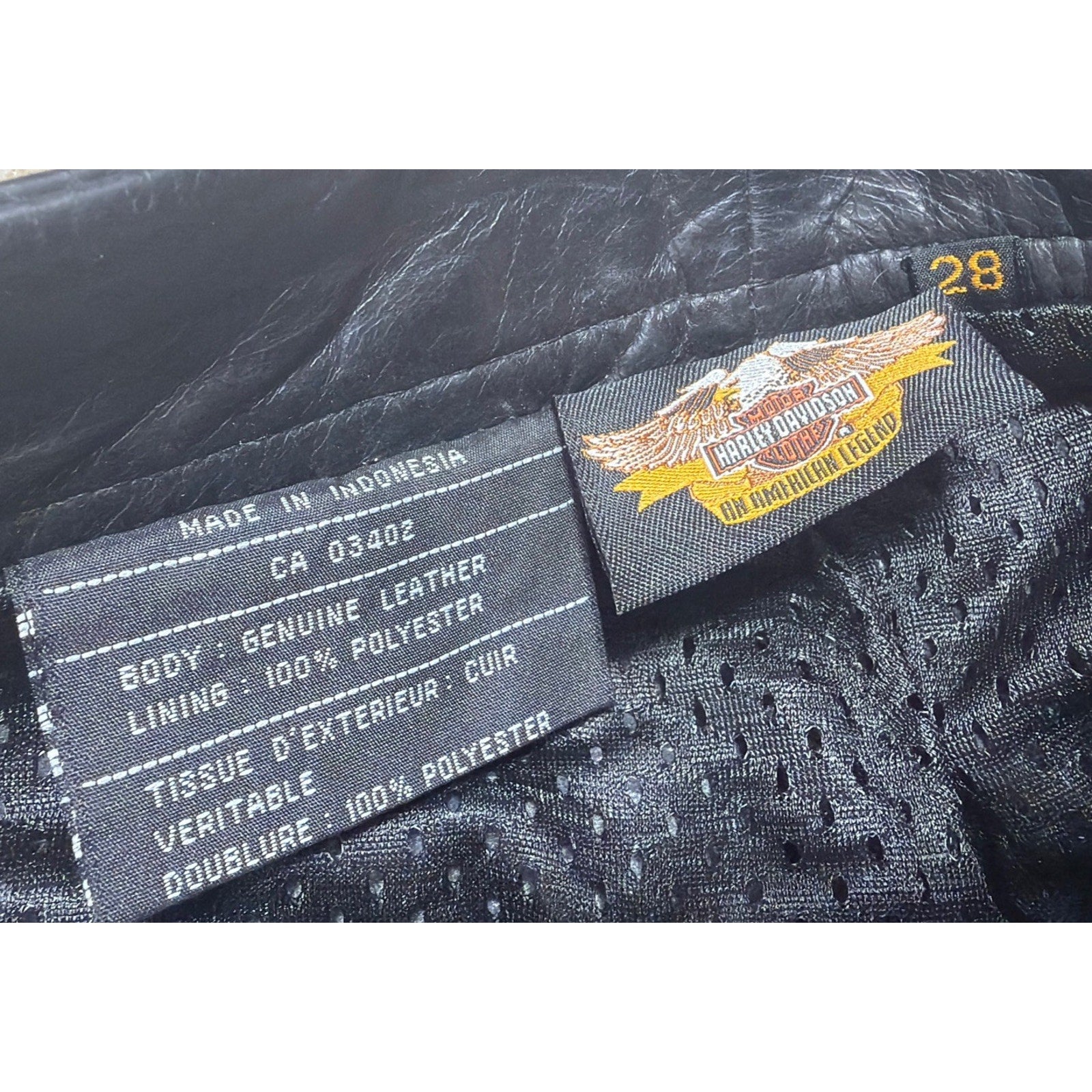Harley-Davidson Leather Pants Woman’s 28 Black Motorcycle Biker Riding Lined