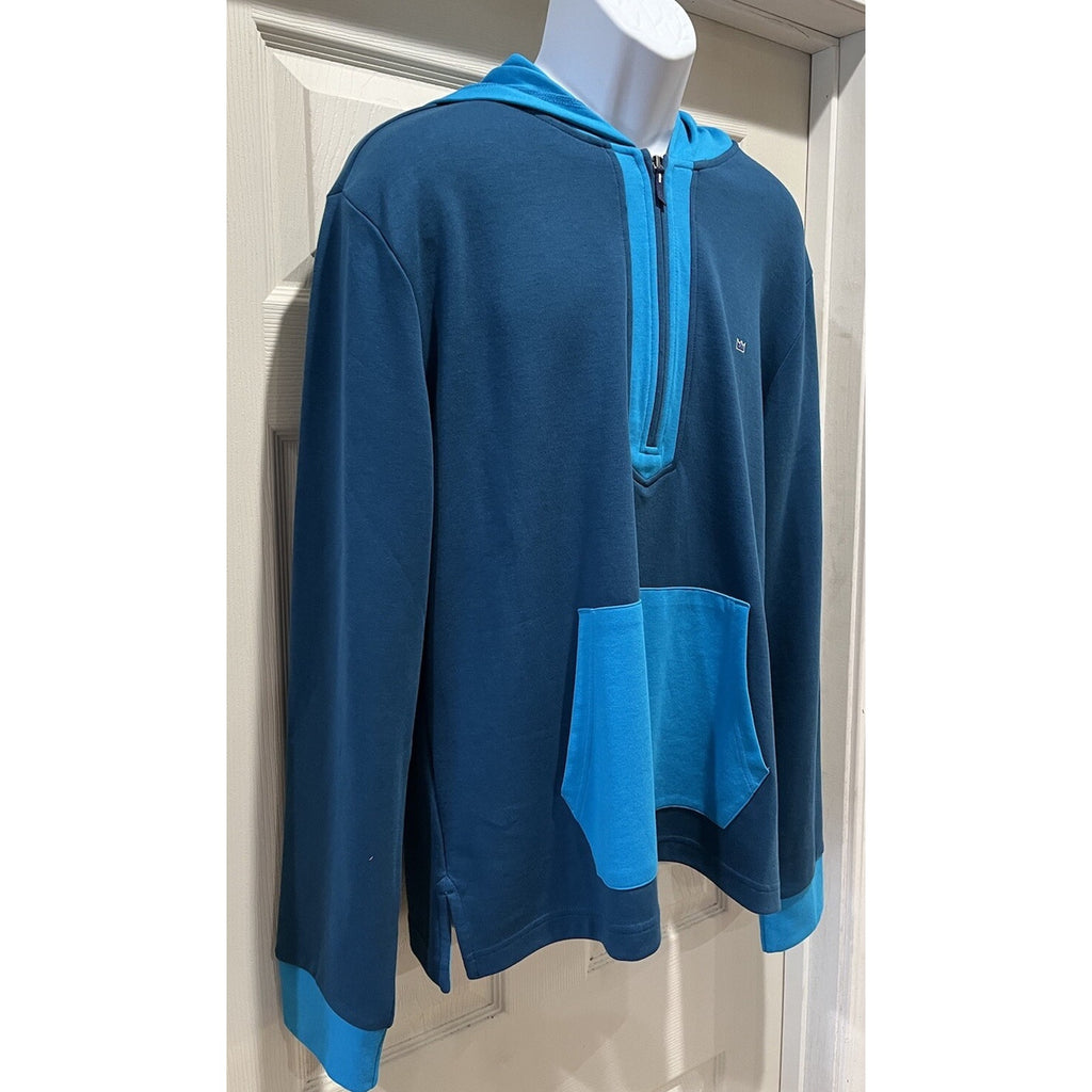 NWT CROWN & IVY Size L NEW Men's Slavic Turq High Neck 1/4 Zip Pullover Sweater