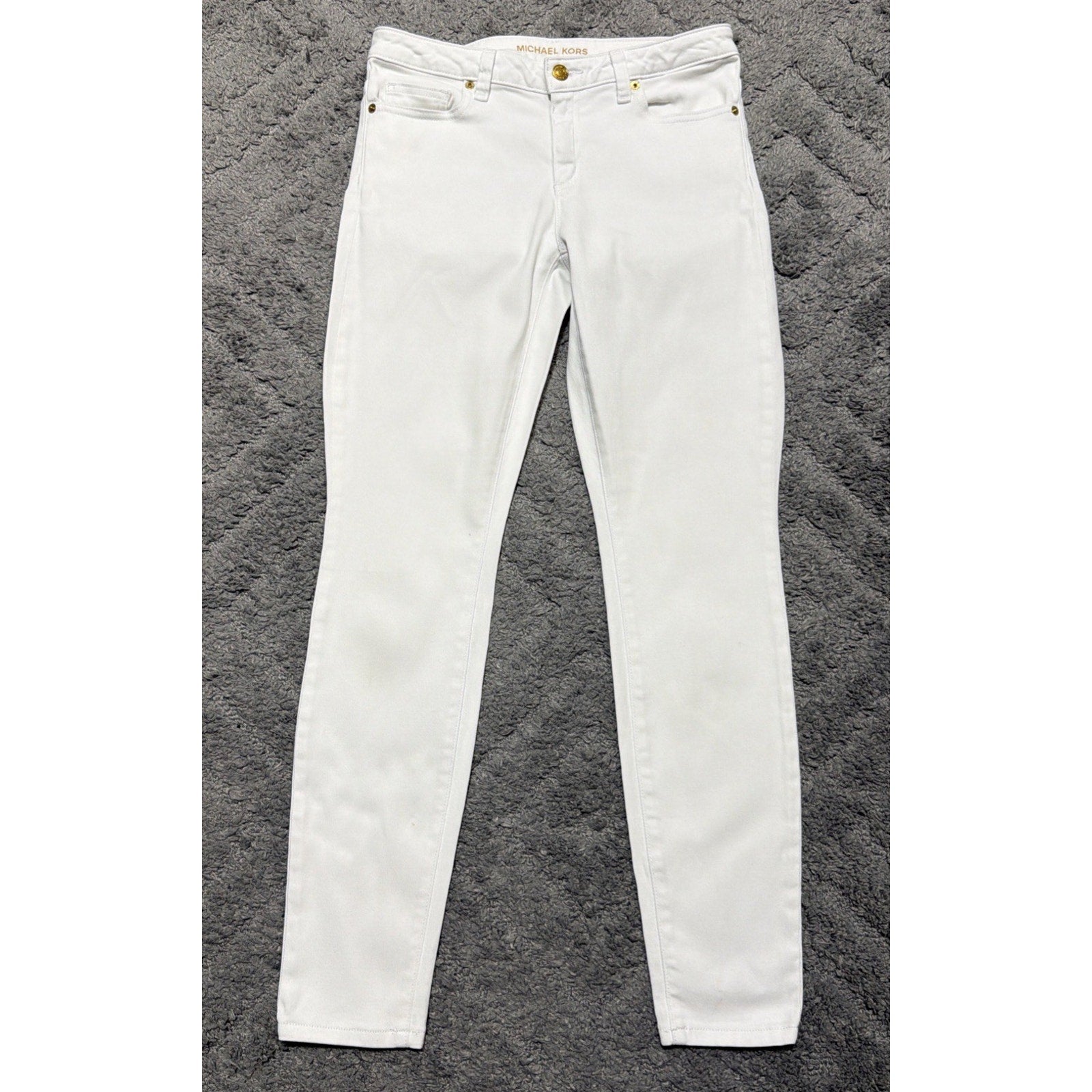 Michael Kors White Izzy Skinny Denim Jeans Womens Size 4 Designer Preppy Casual
