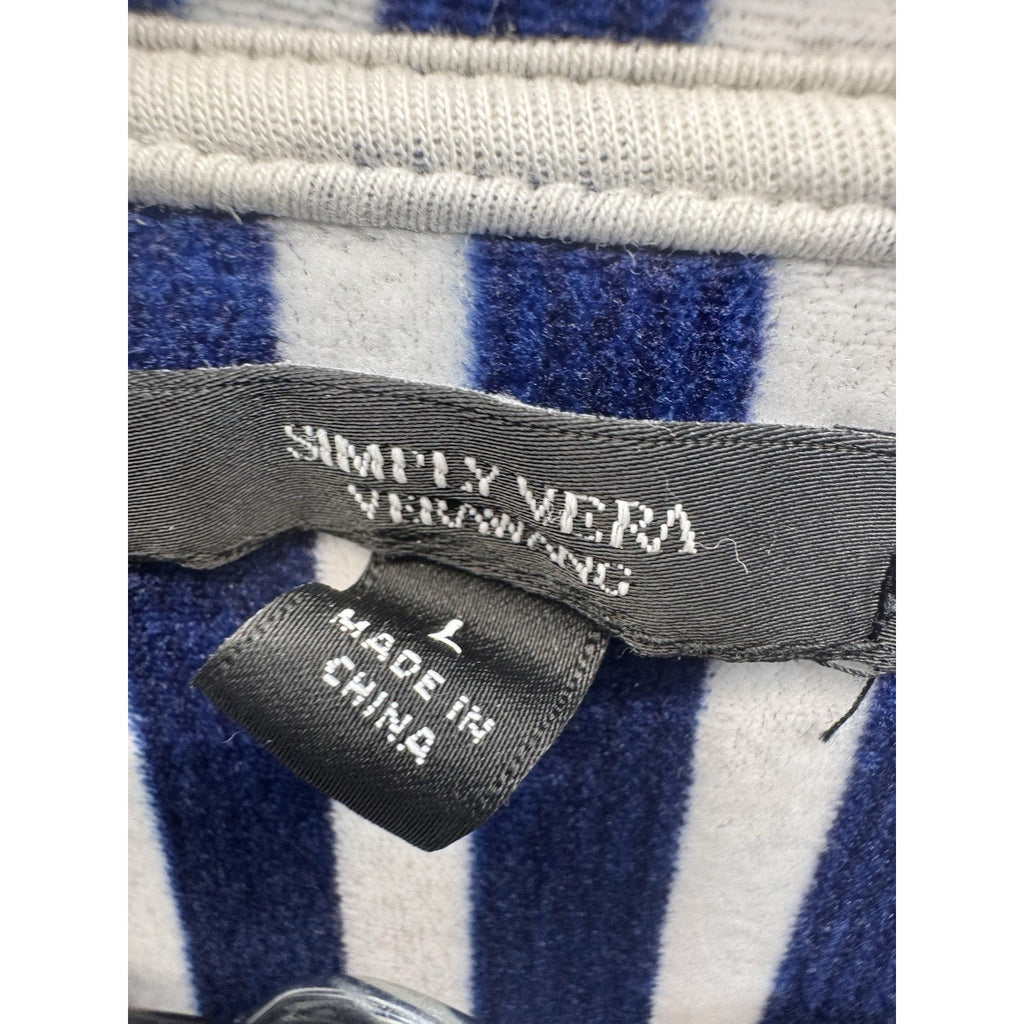 Simply Vera Wang Pajamas Size L Super Soft Plush Blue White Stripe