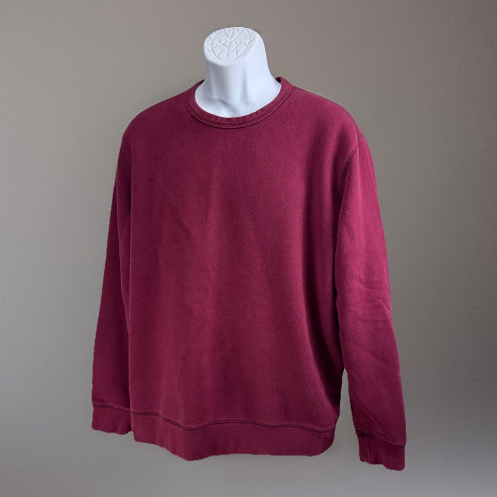 Lands End Vintage Chunky Cotton Crewneck Knit Sweater Burgundy XX-Large