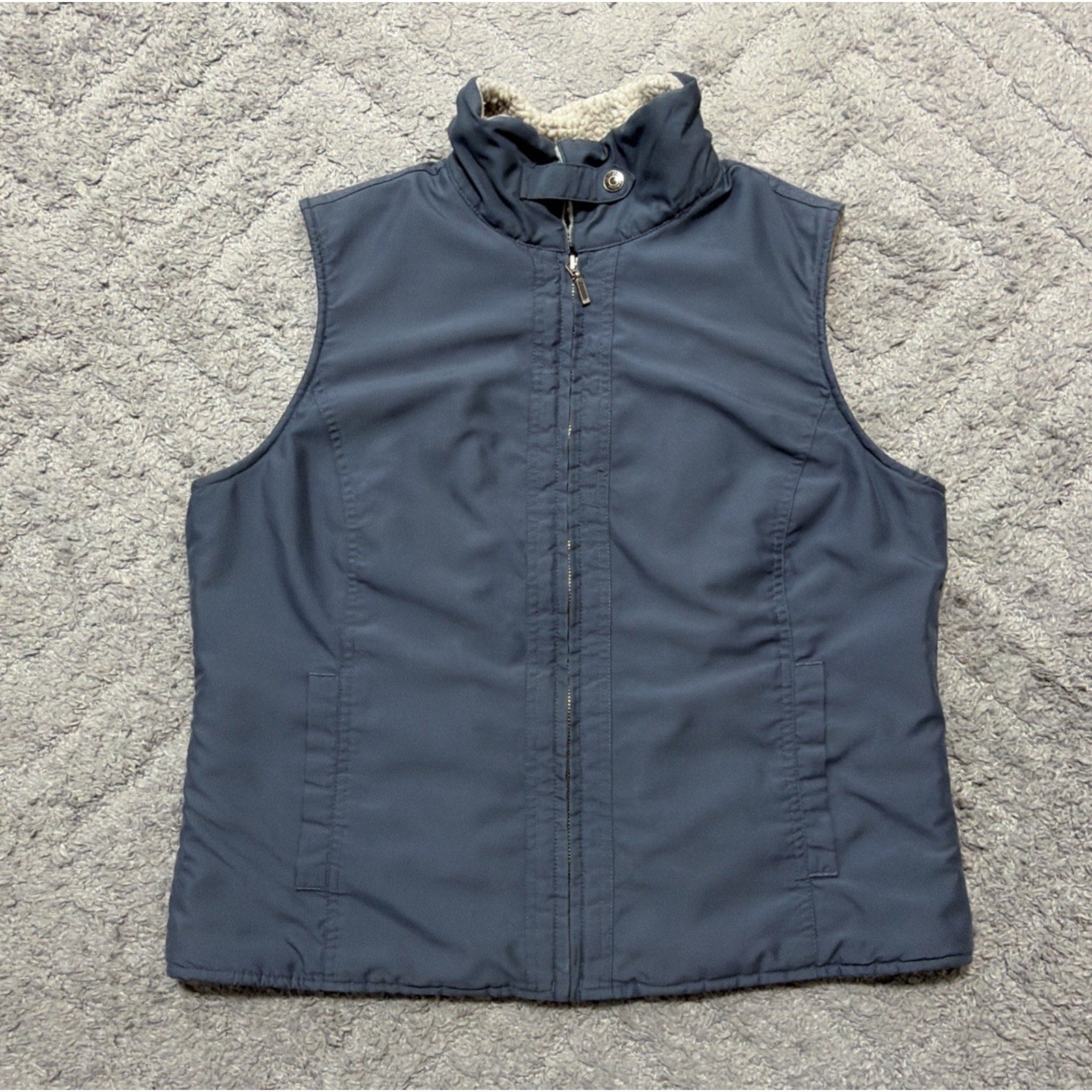 Sonoma Vest Women's Size Medium Blue Full Zip Sherpa Fleece