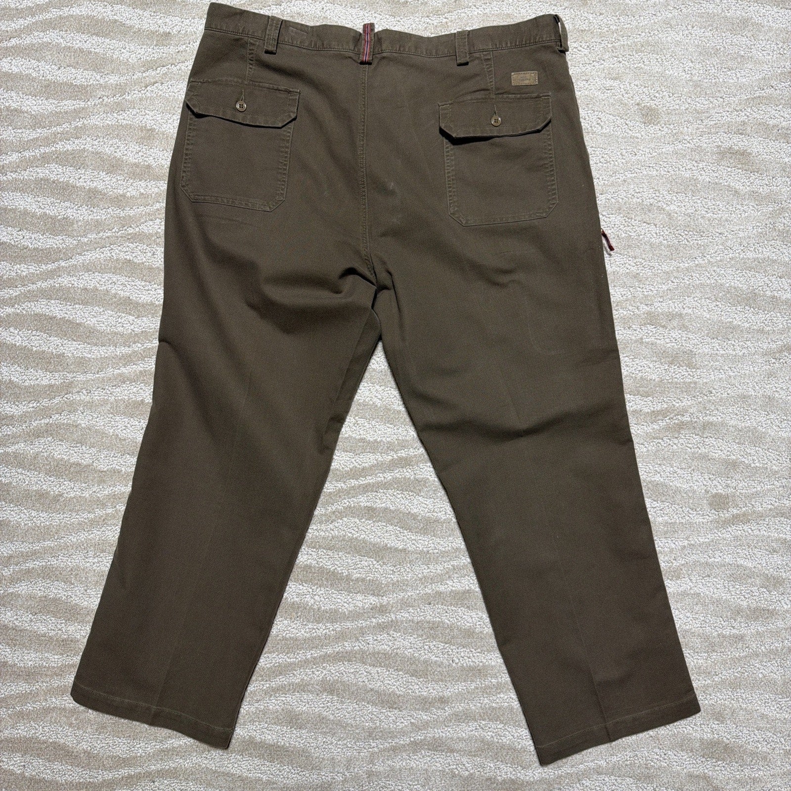 Dockers Premium Relaxed Fit Flat Front Brown Canvas Pants Mens Size 42x30