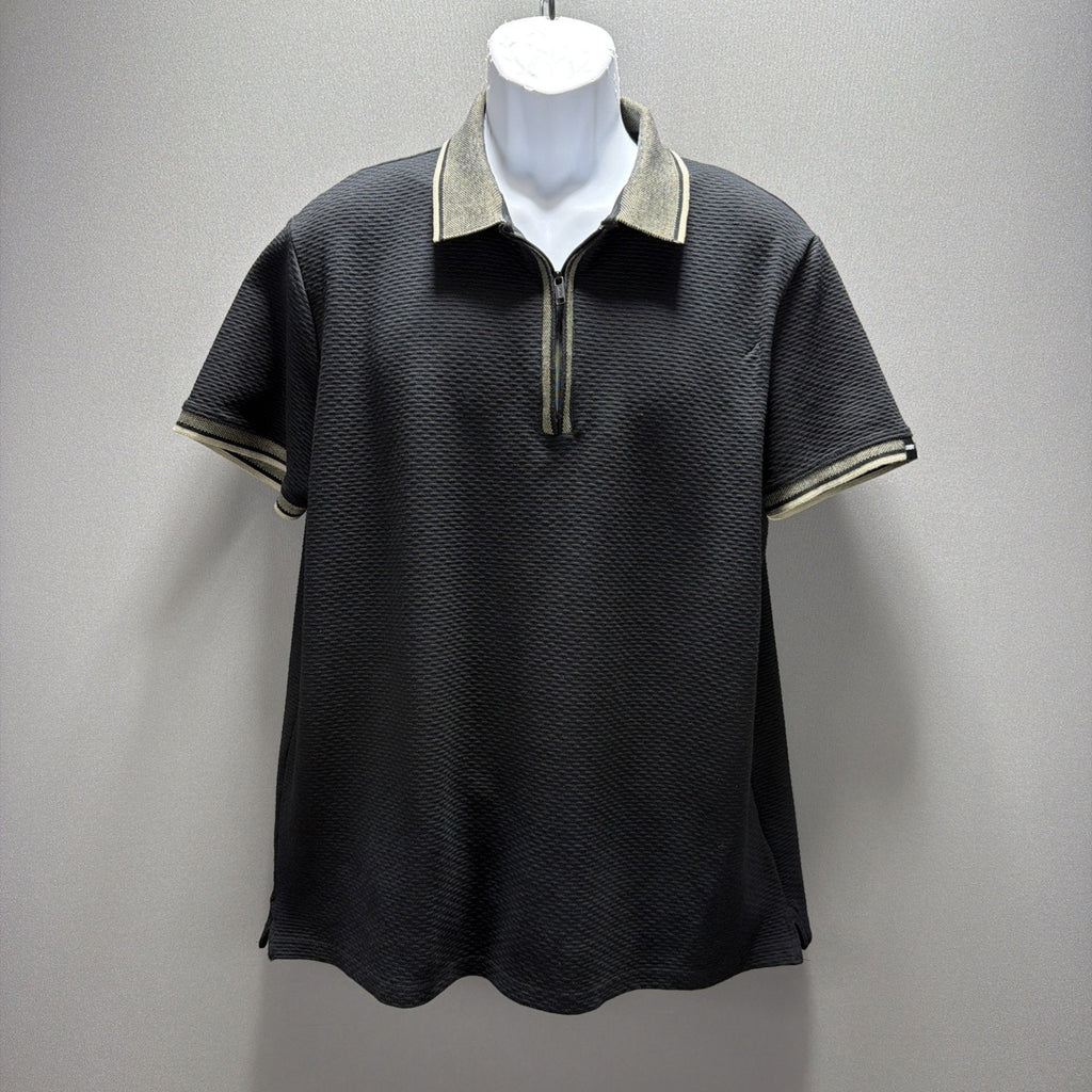 Mens DKNY Black 1/4 Zip Polo Size Large