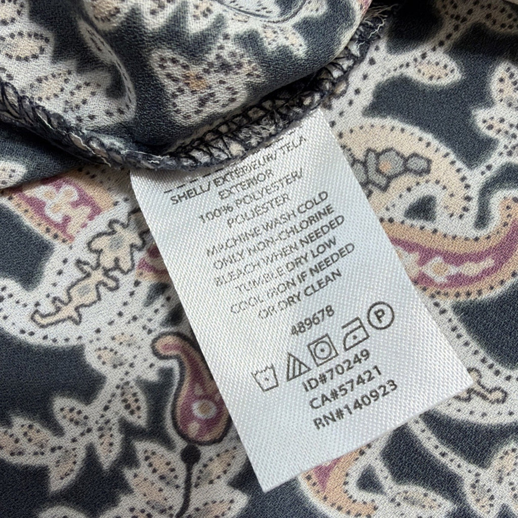 Loft Top Large Petite Paisley Multicolor Blouse Long Sleeve Round Neck