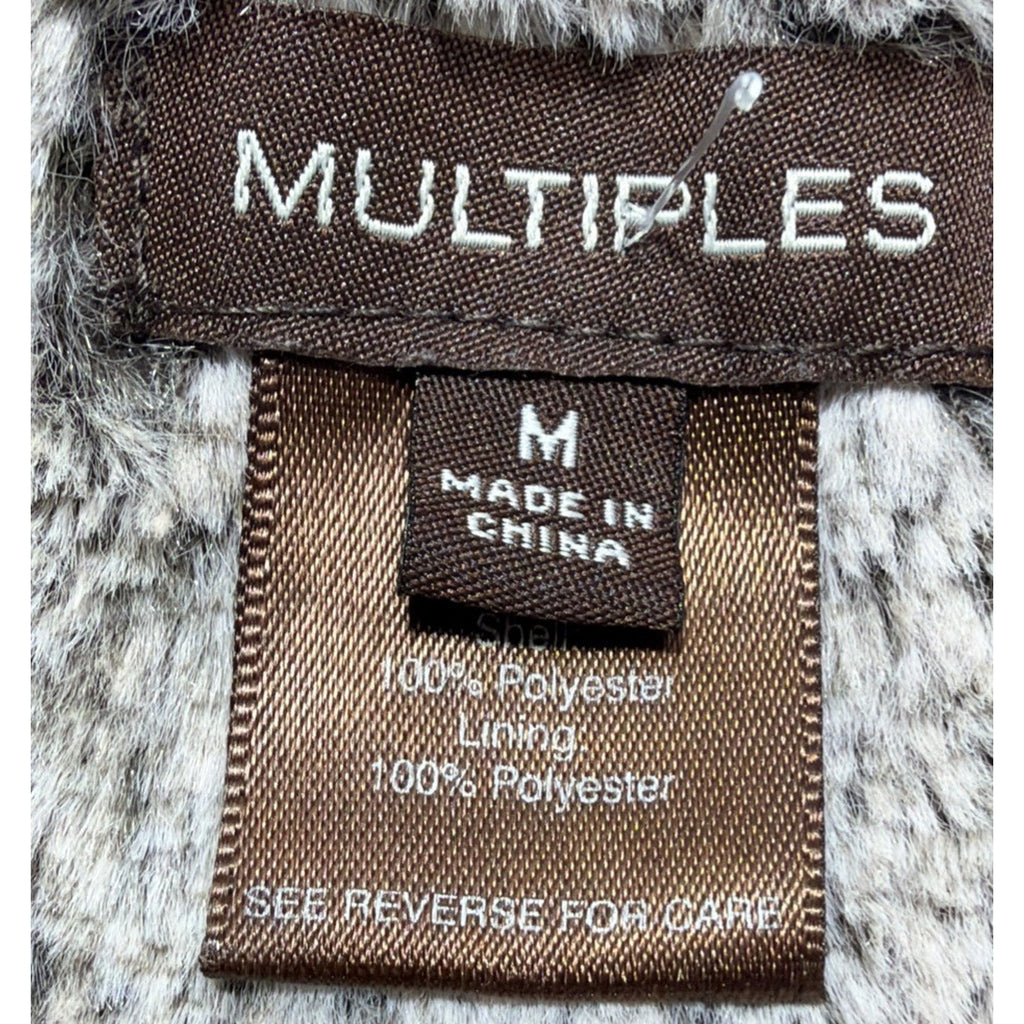 Multiples Animal Print Faux Fur Ruffled Vest Size Medium