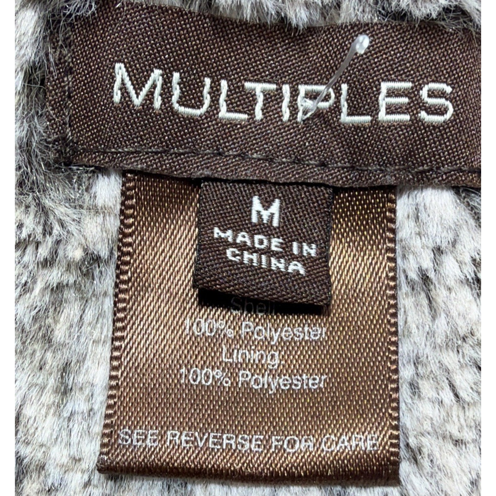Multiples Animal Print Faux Fur Ruffled Vest Size Medium